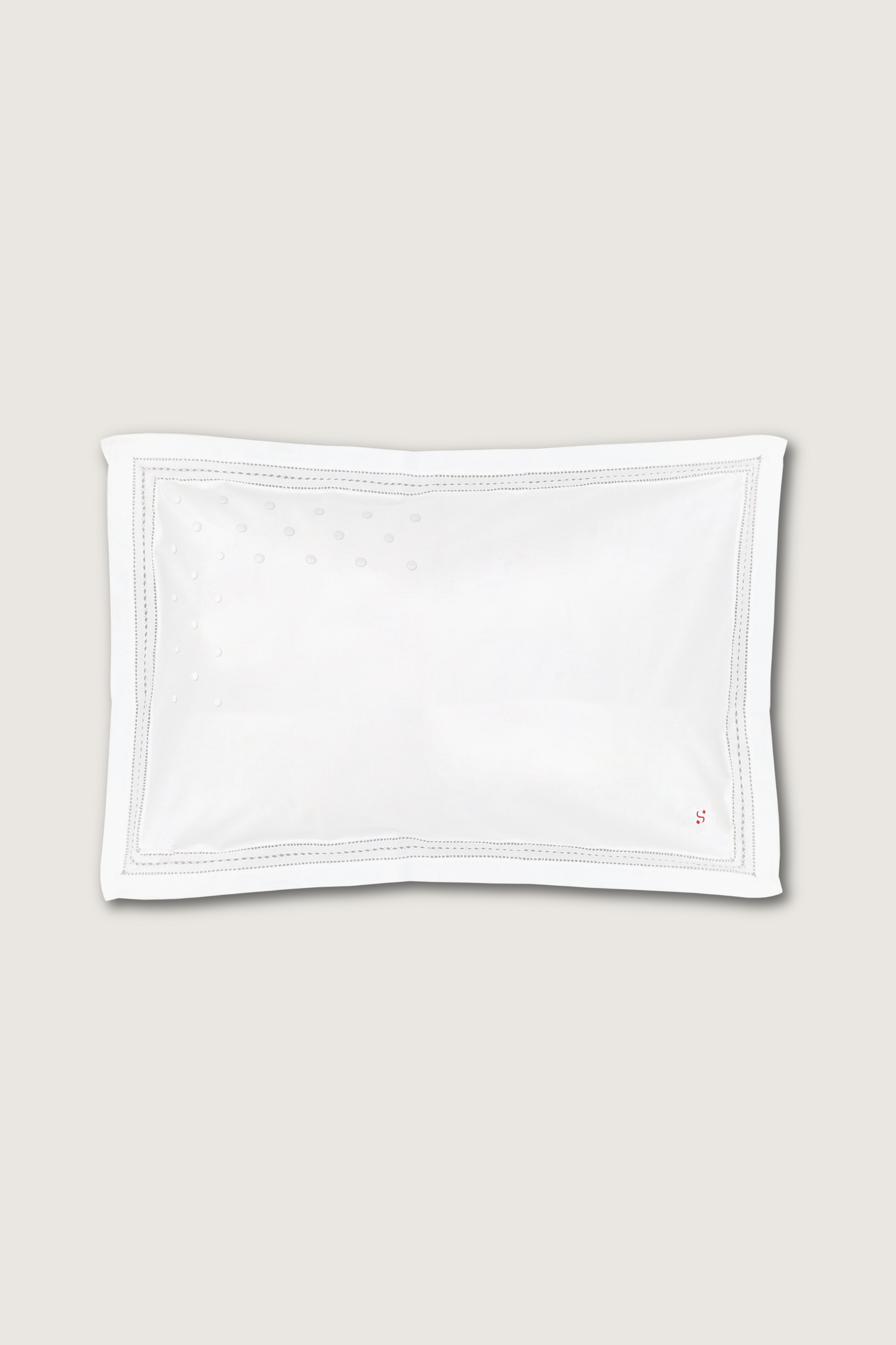 Pair of pillowcases white dots embroideries