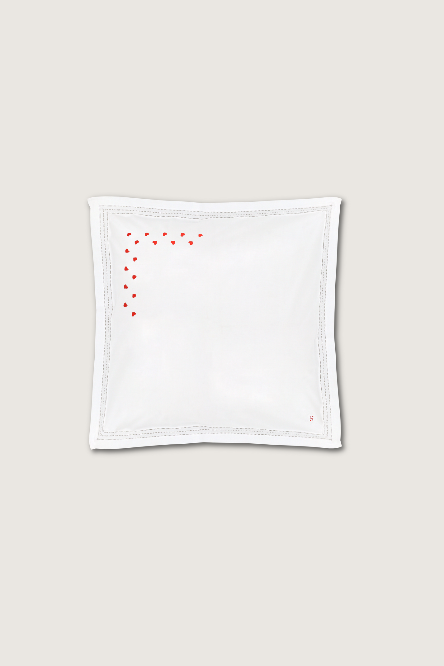Pair of Pillowcases red hearts embroideries
