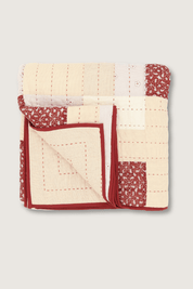 Couverture surpiquée Patchwork rouge - Scarlette Ateliers