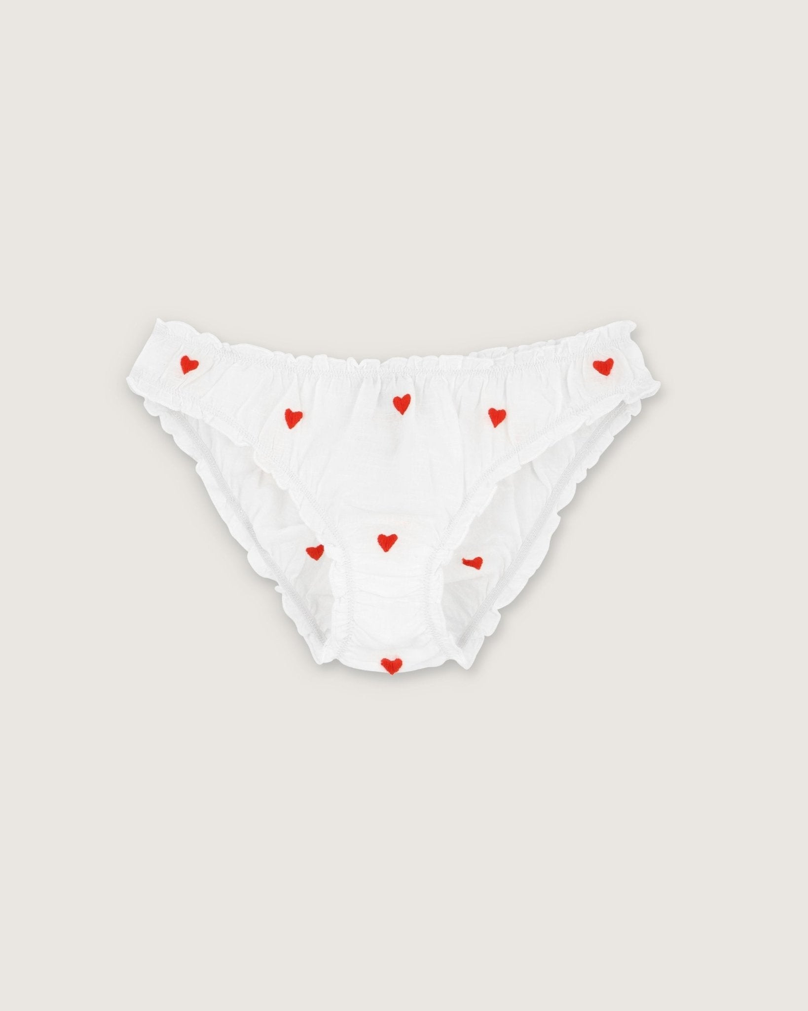Culotte Bonnie broderies cœurs rouges - Scarlette Ateliers