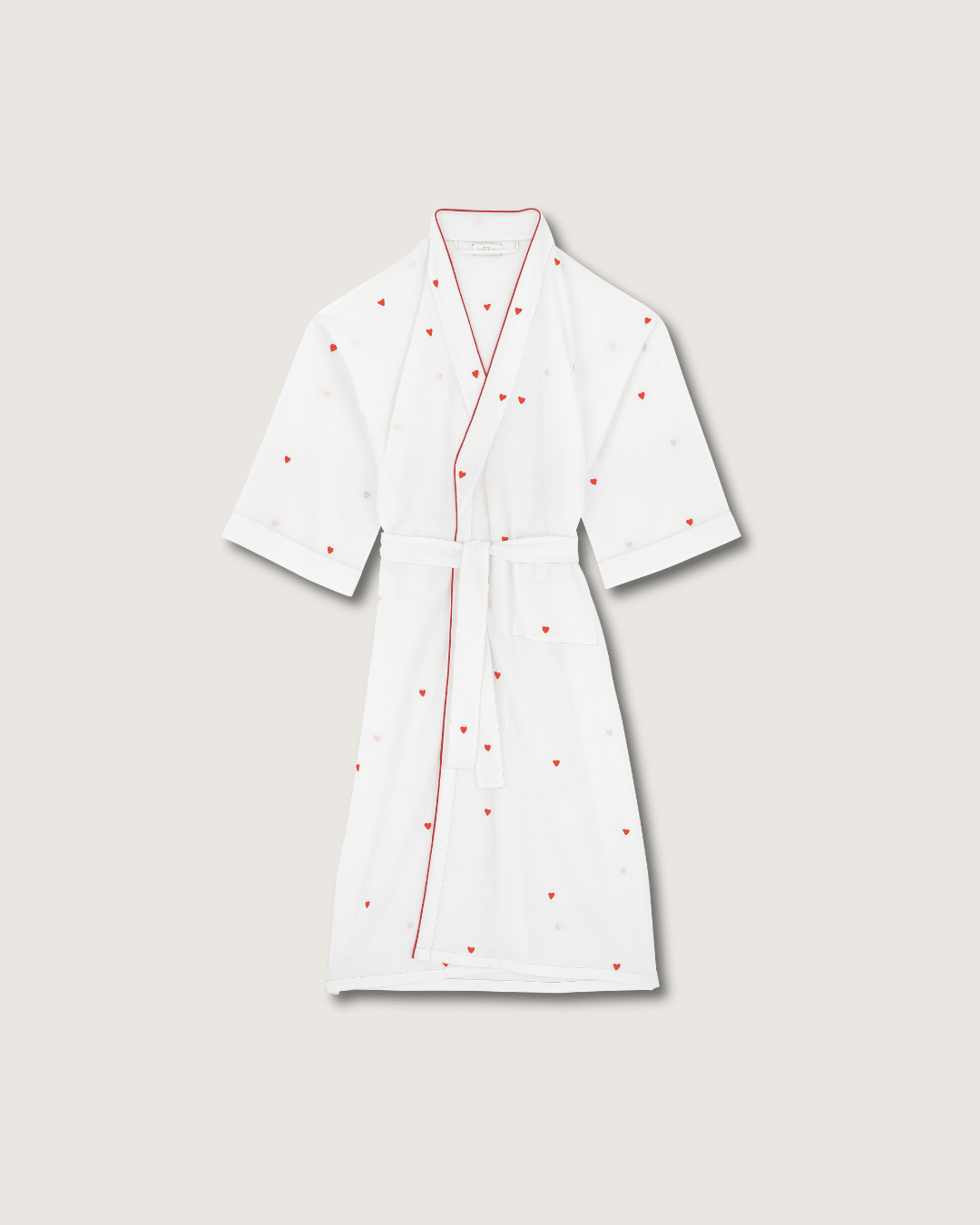 Kimono Clark broderies cœurs rouges - Scarlette Ateliers