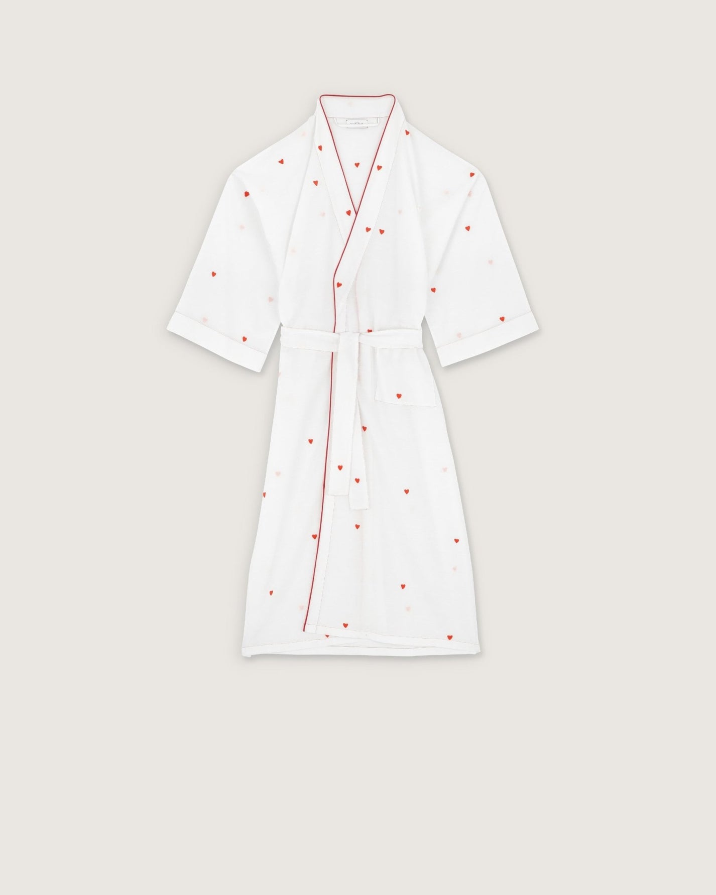 Kimono Clark broderies cœurs rouges - Scarlette Ateliers