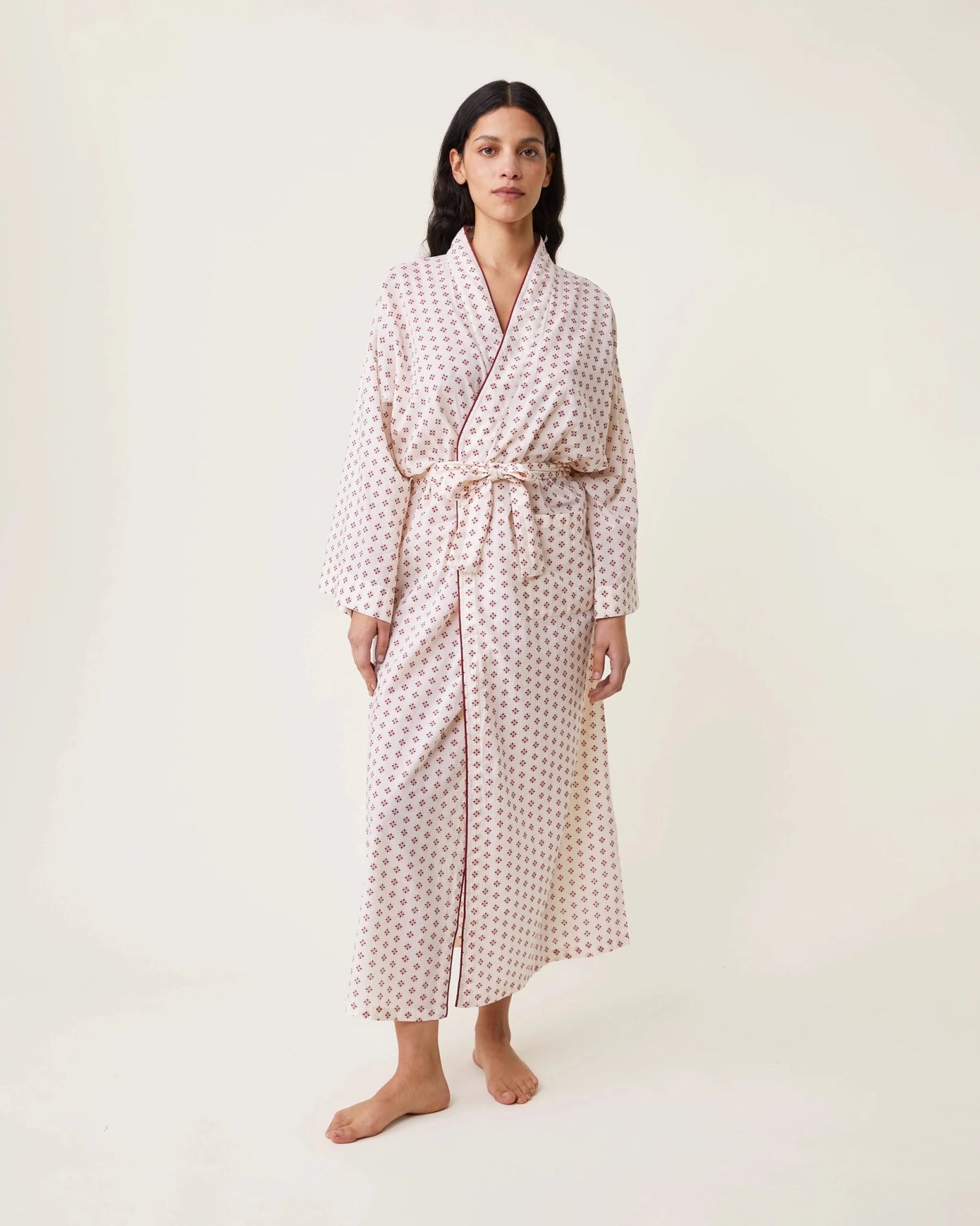 Kimono Clark imprimé Chloé rouge - Scarlette Ateliers