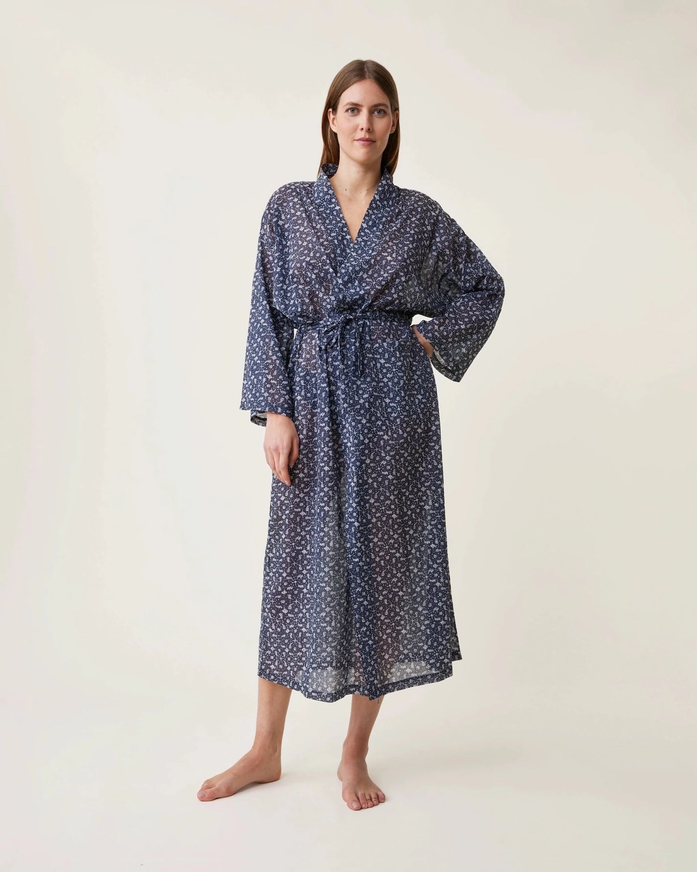 Kimono Clark imprimé Marge bleu - Scarlette Ateliers