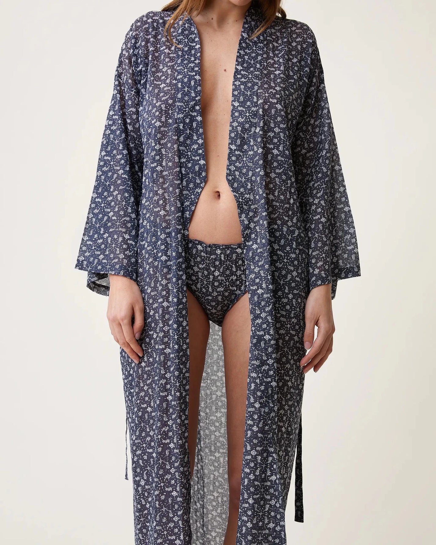 Kimono Clark imprimé Marge bleu - Scarlette Ateliers