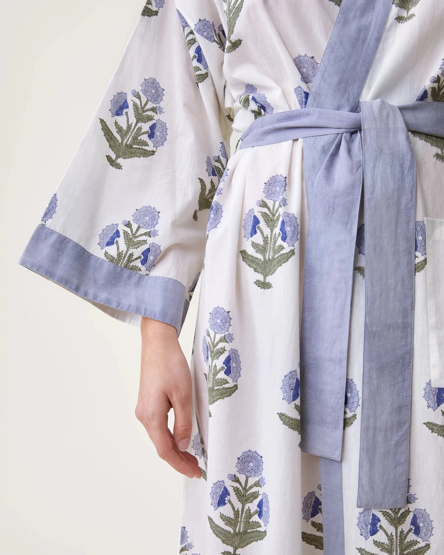 Kimono Clark imprimé Poppy ciel - Scarlette Ateliers