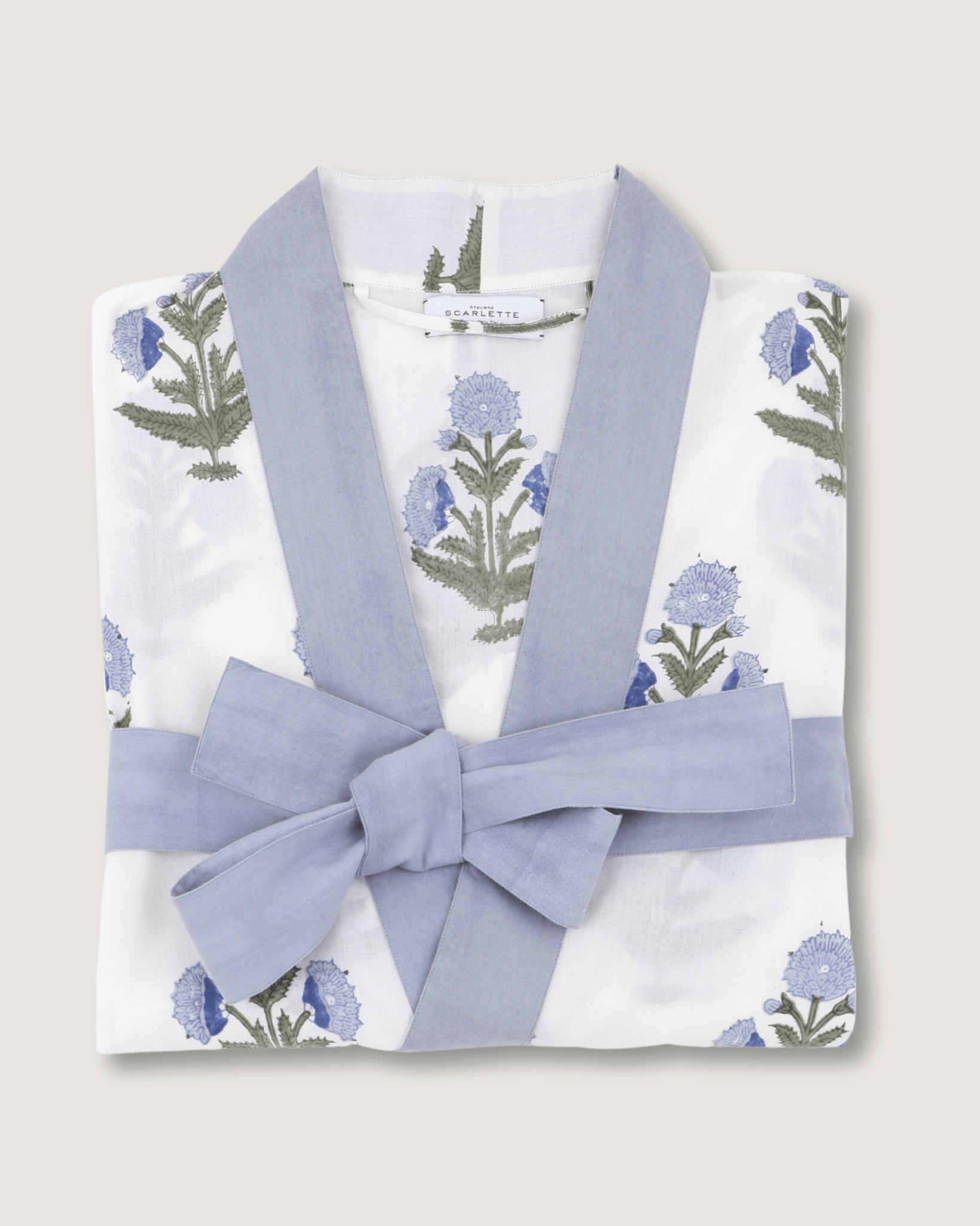 Kimono Clark imprimé Poppy ciel - Scarlette Ateliers