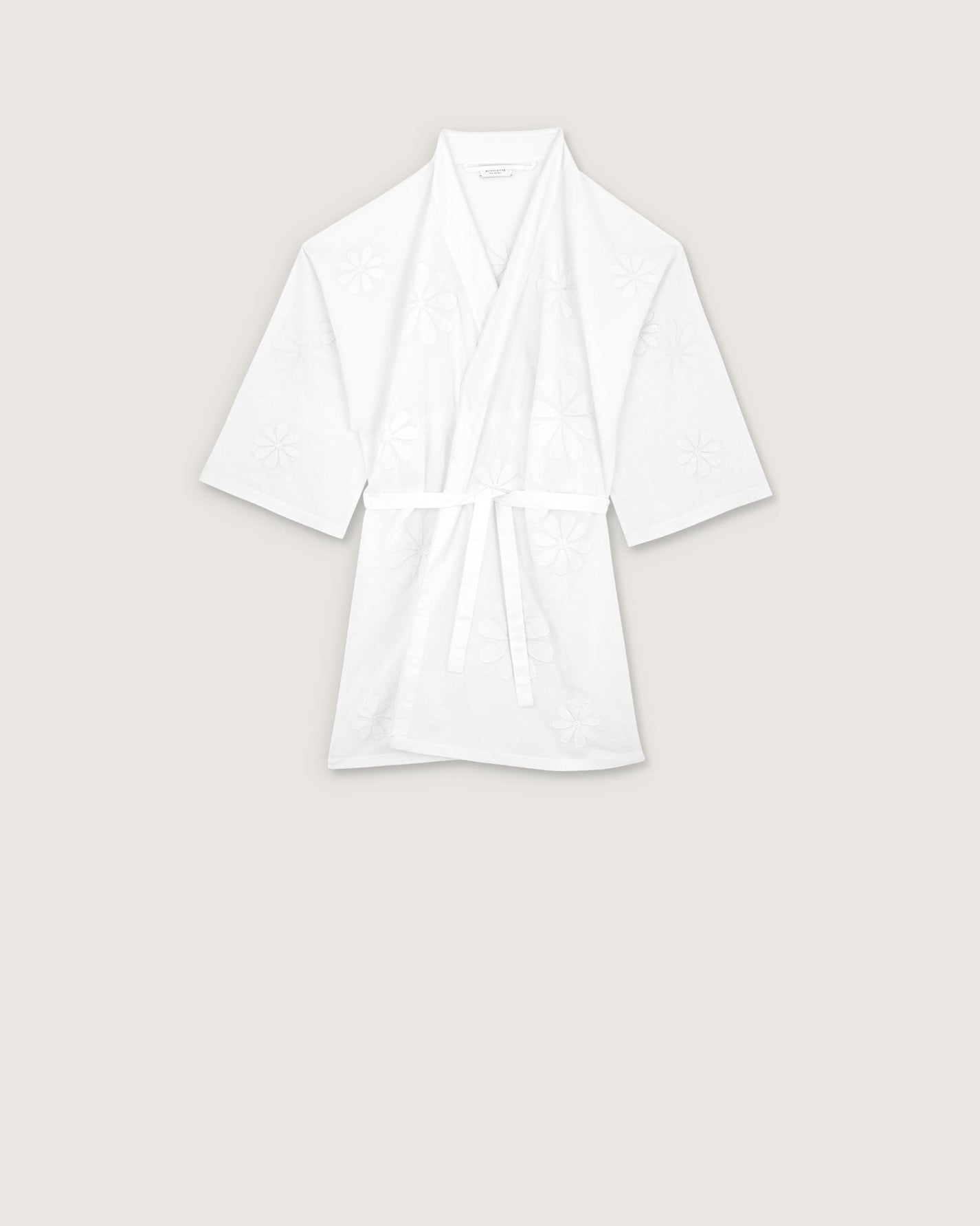 Kimono Haby broderies fleurs blanches - Scarlette Ateliers