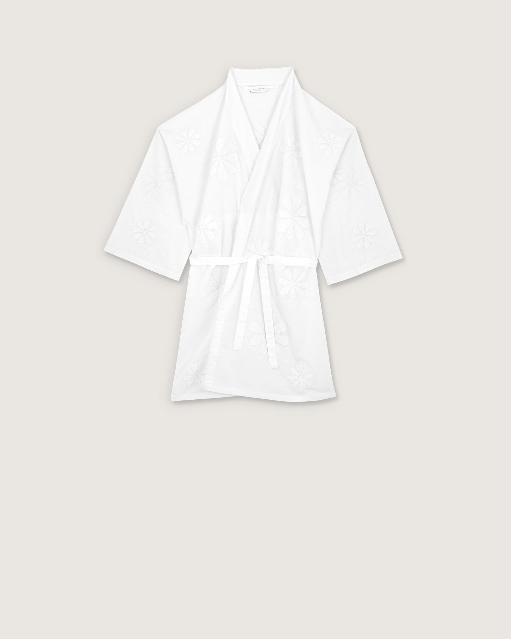 Kimono Haby broderies fleurs blanches - Scarlette Ateliers
