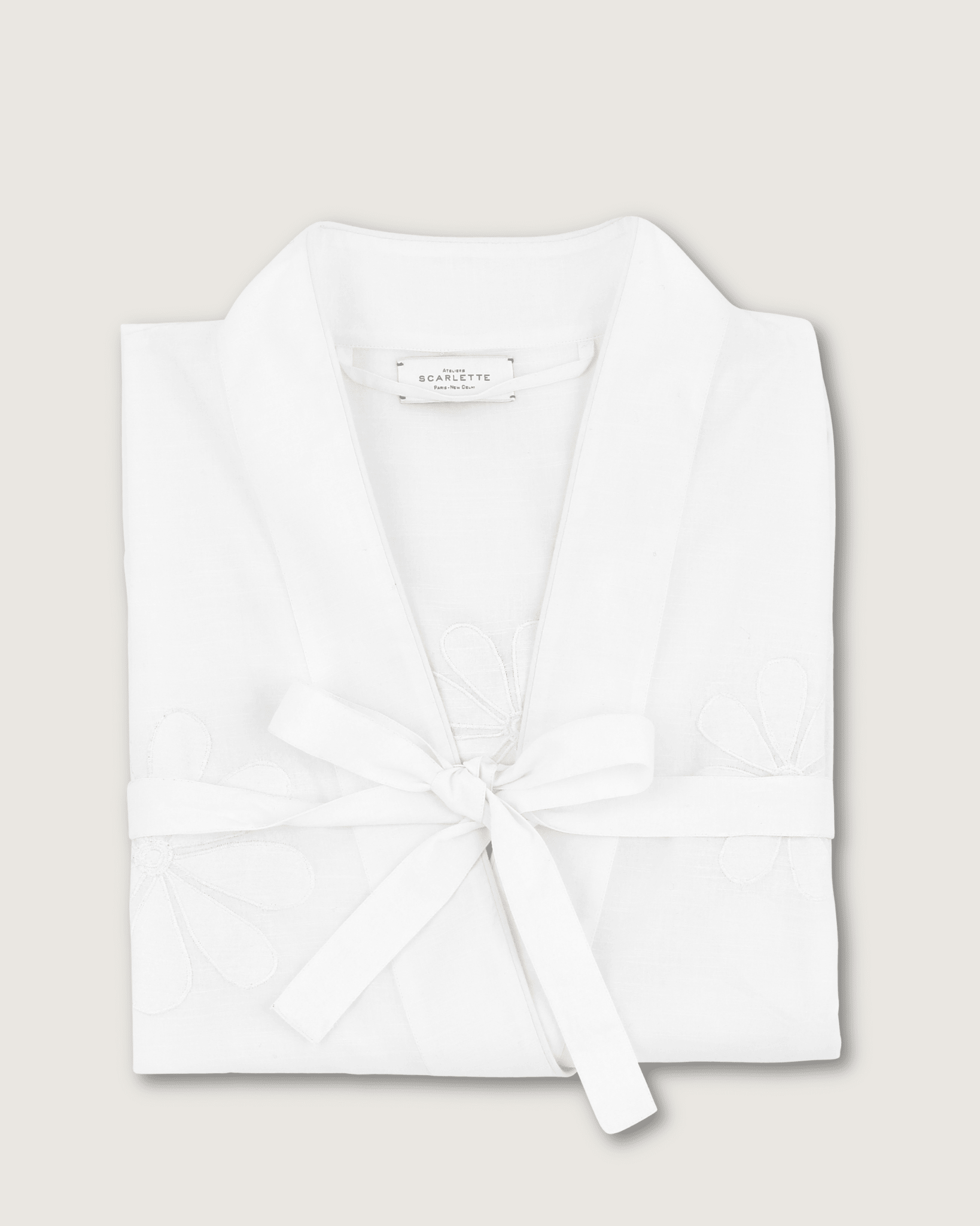 Kimono Haby broderies fleurs blanches - Scarlette Ateliers