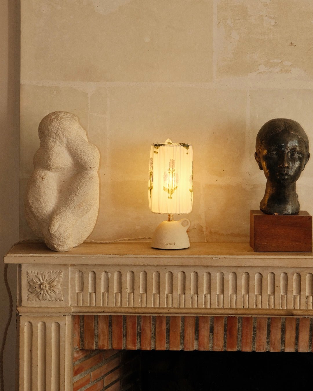 Lampe Mimosa, abat - jour Poppy ciel - Scarlette Ateliers