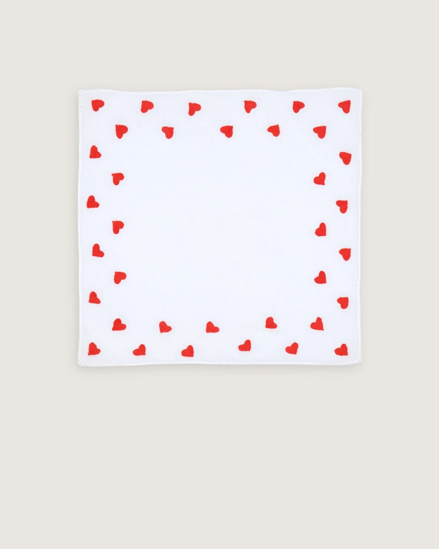 Mouchoir cœurs rouges - Scarlette Ateliers