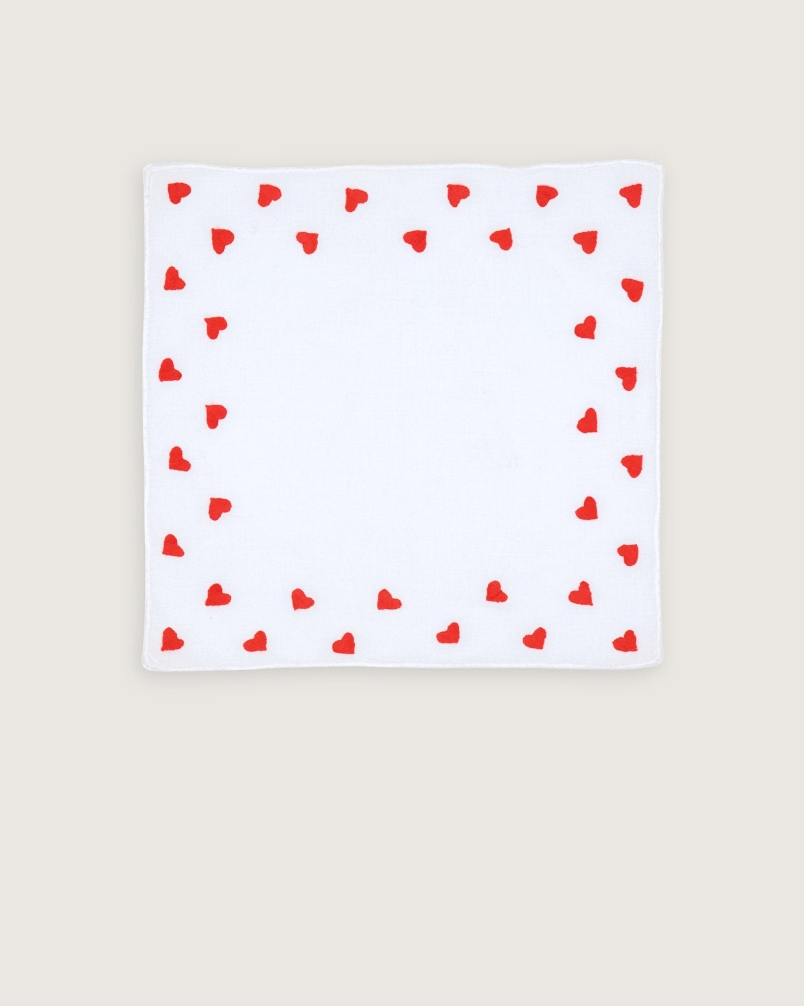 Mouchoir cœurs rouges - Scarlette Ateliers