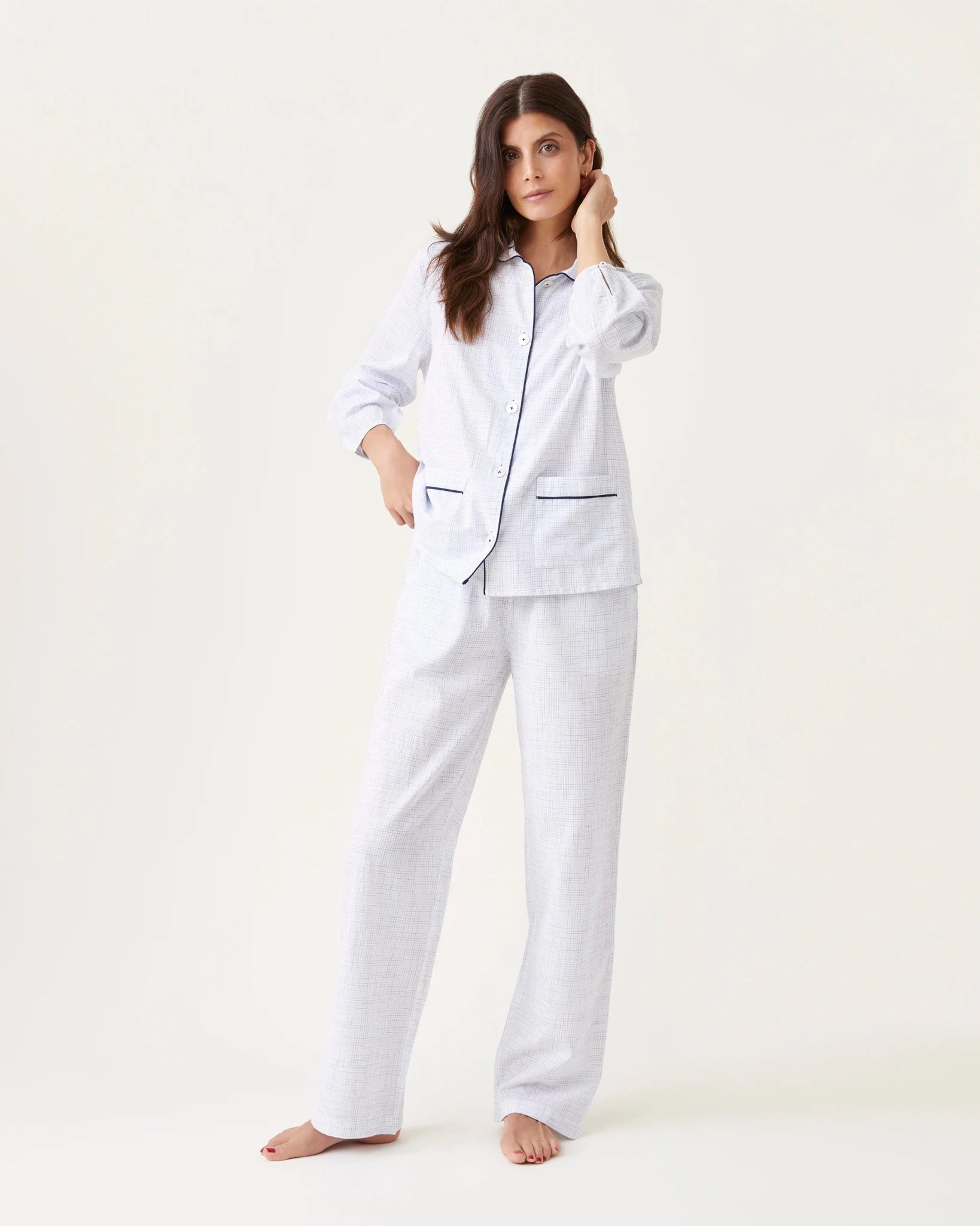 Pyjama Claudine carreaux bleus - Scarlette Ateliers