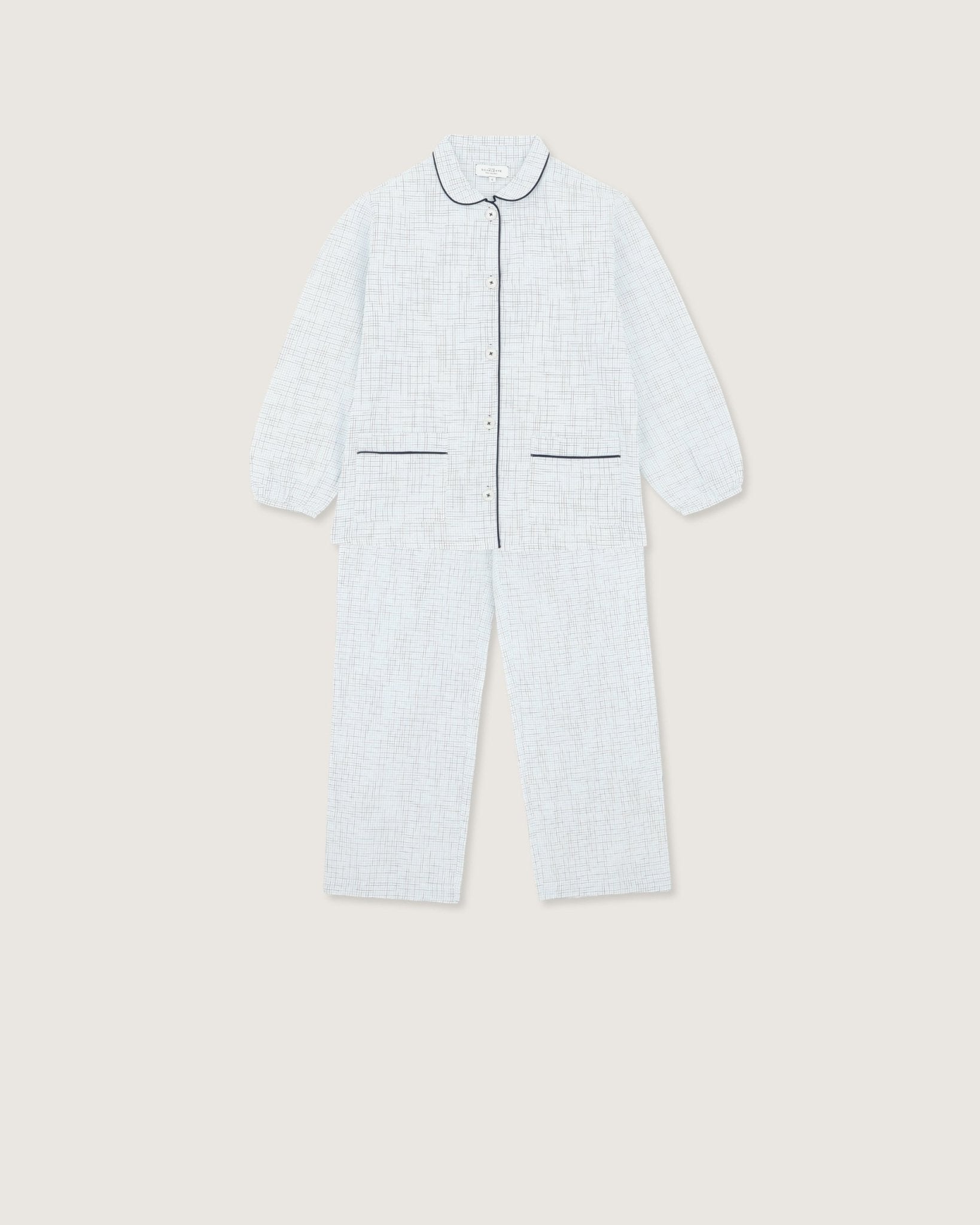 Pyjama Claudine carreaux bleus - Scarlette Ateliers