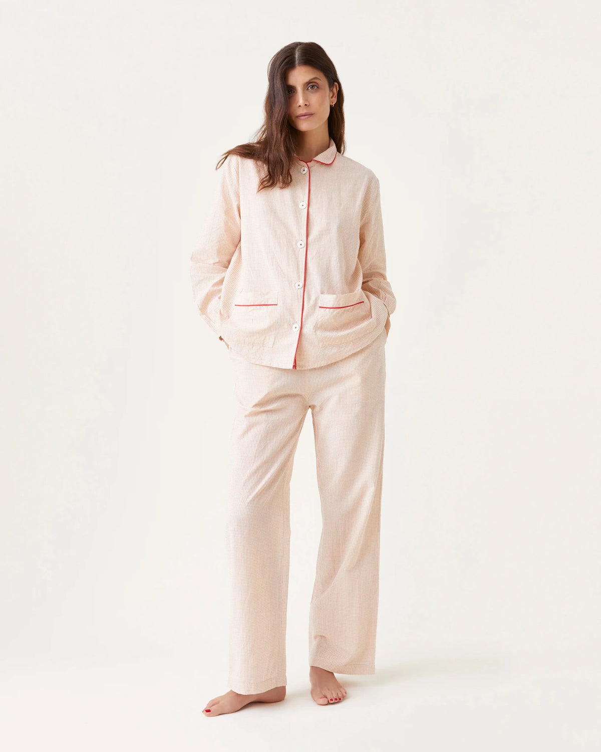 Pyjama Claudine carreaux rouges - Scarlette Ateliers