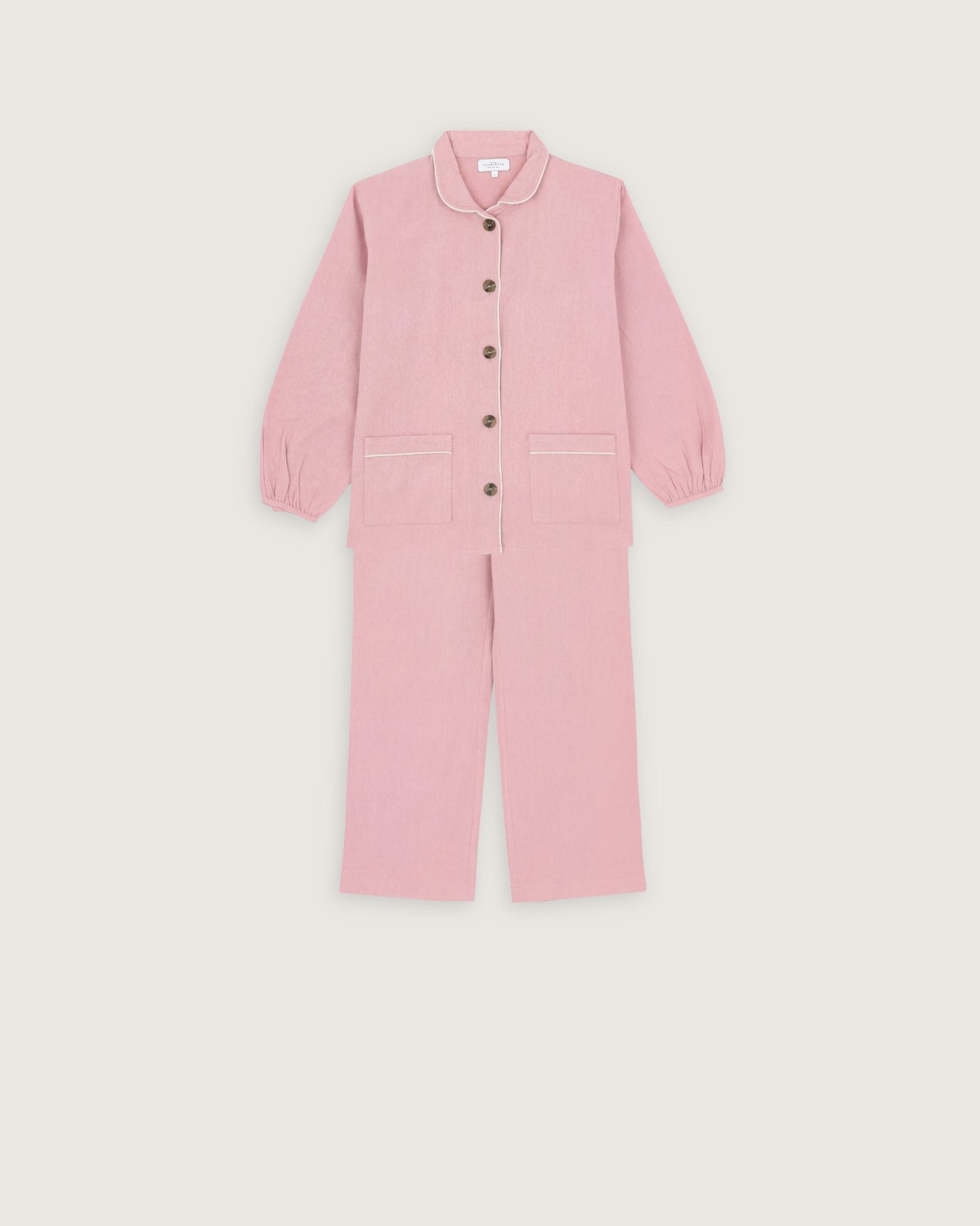 Pyjama Claudine flanelle rose - Scarlette Ateliers