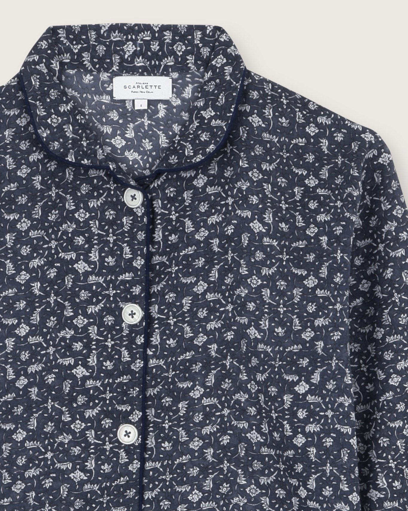 Pyjama Claudine imprimé Marge bleu - Scarlette Ateliers