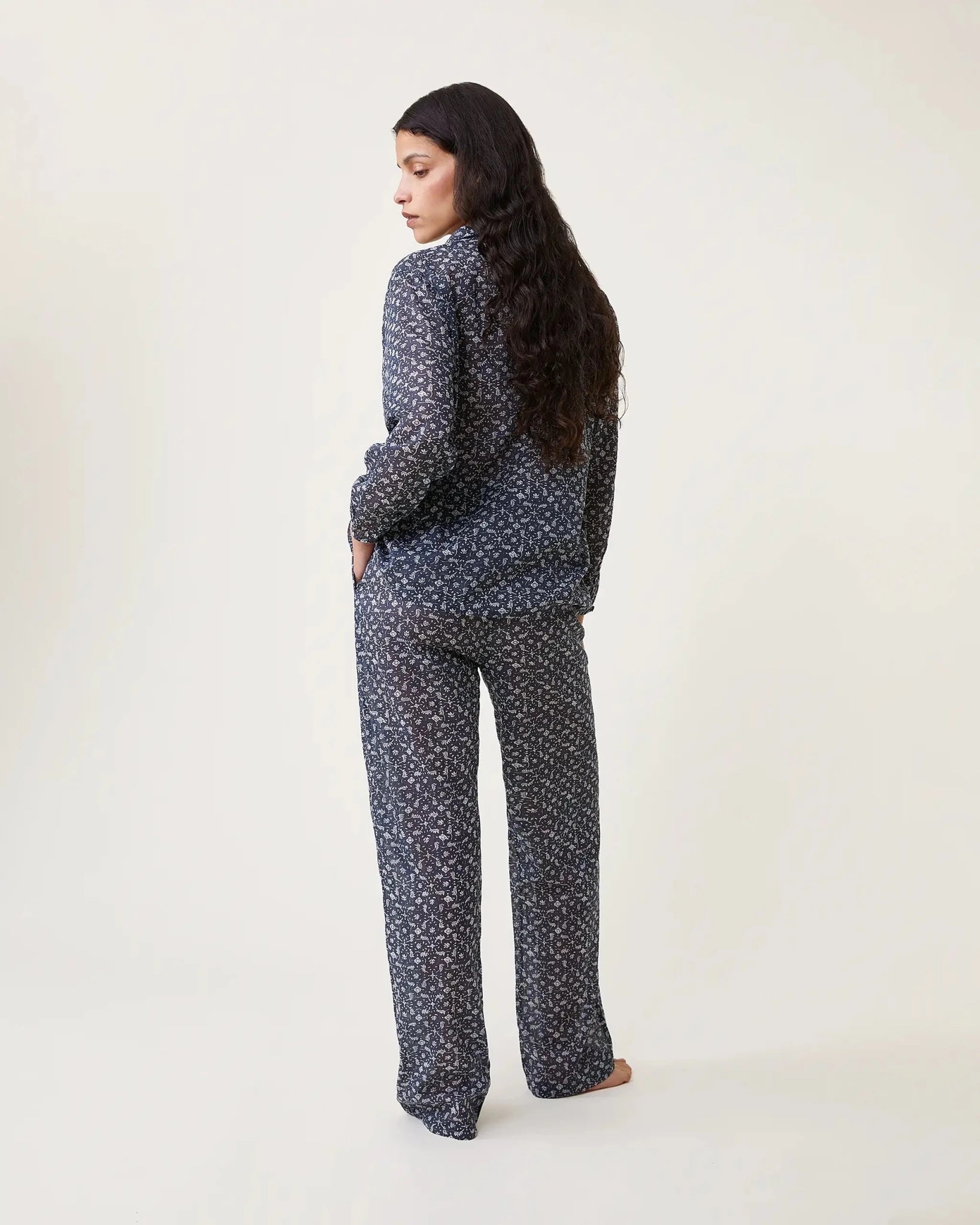 Pyjama Claudine imprimé Marge bleu - Scarlette Ateliers