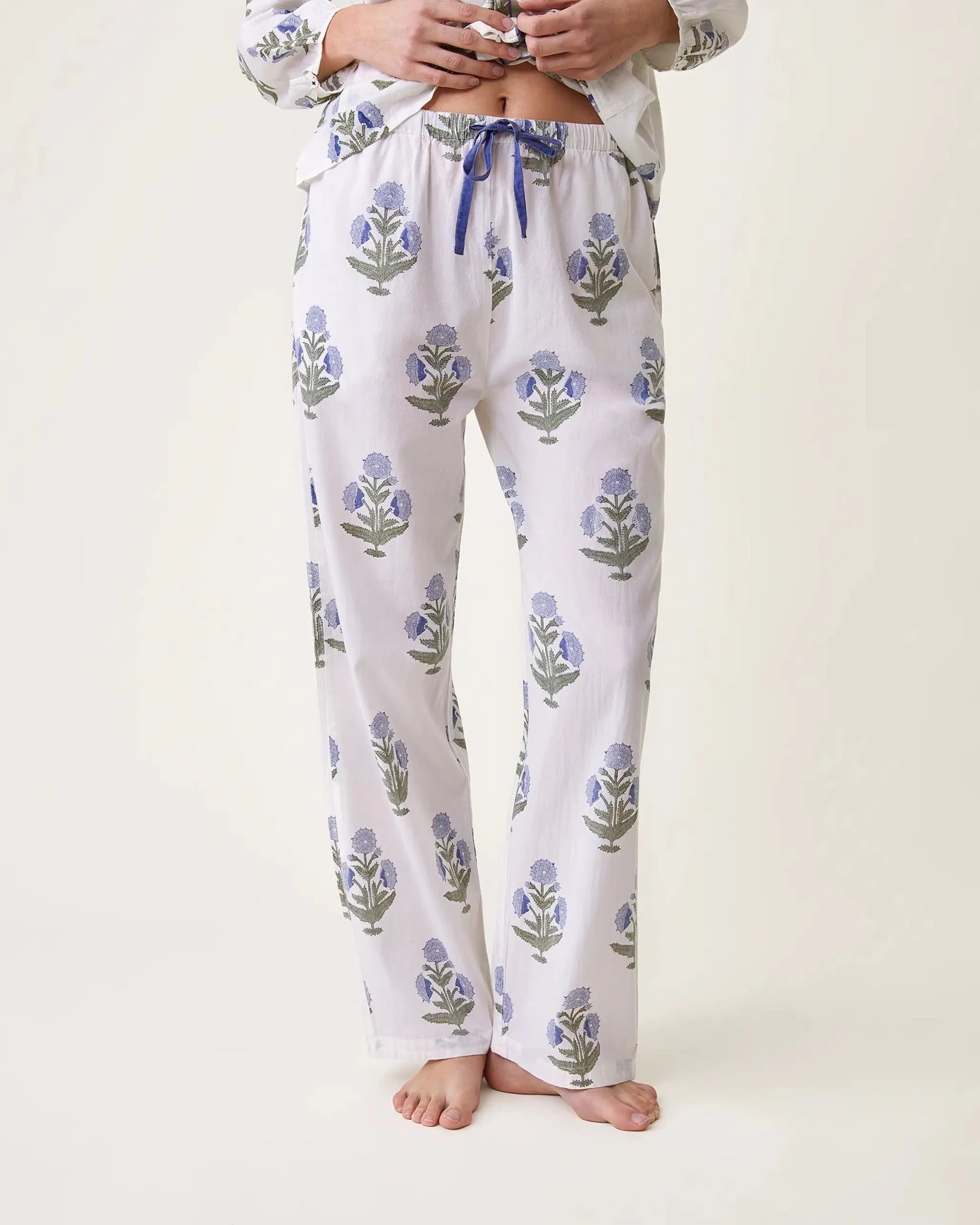 Pyjama Claudine imprimé Poppy ciel - Scarlette Ateliers