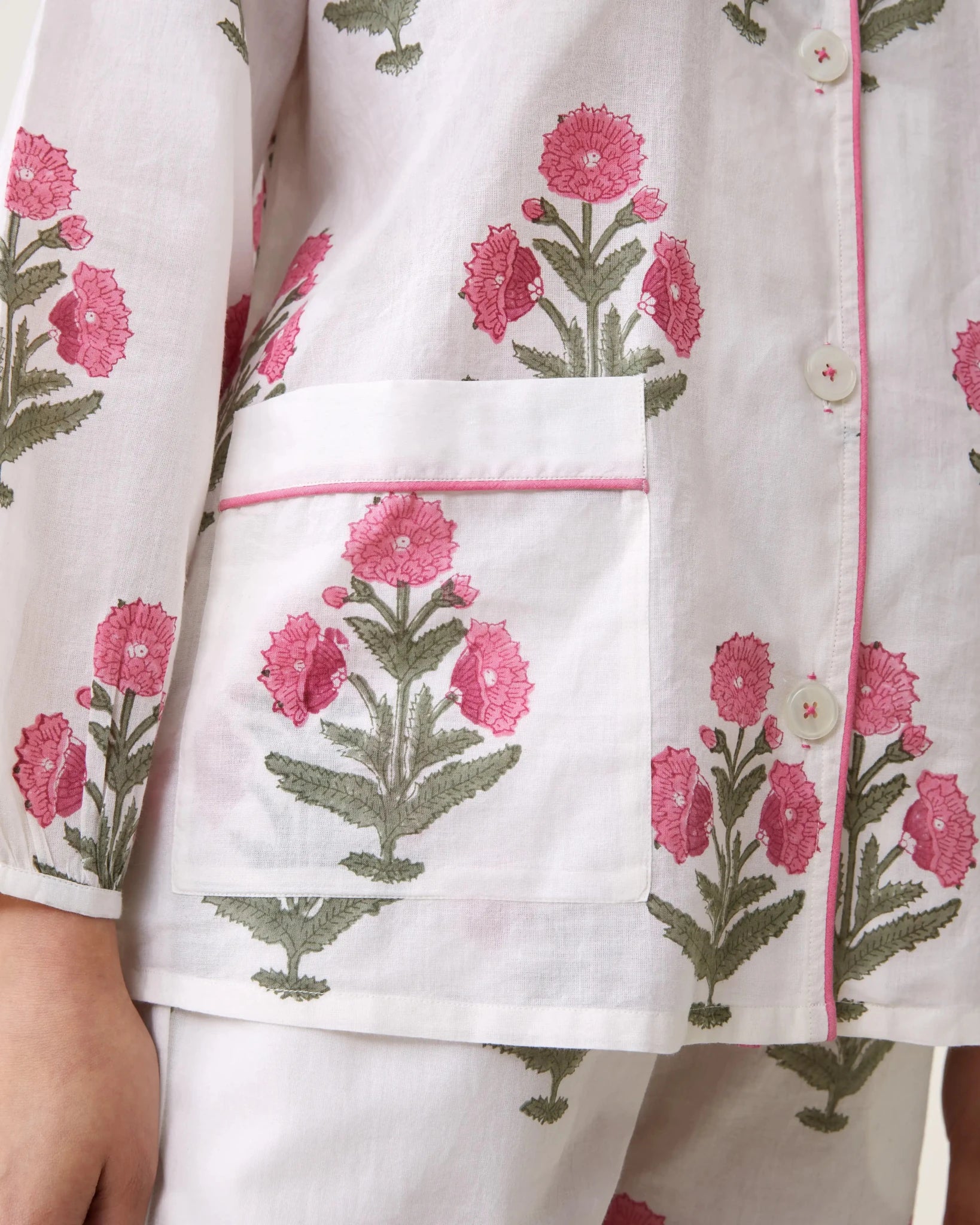 Pyjama Claudine imprimé Poppy rose - Scarlette Ateliers