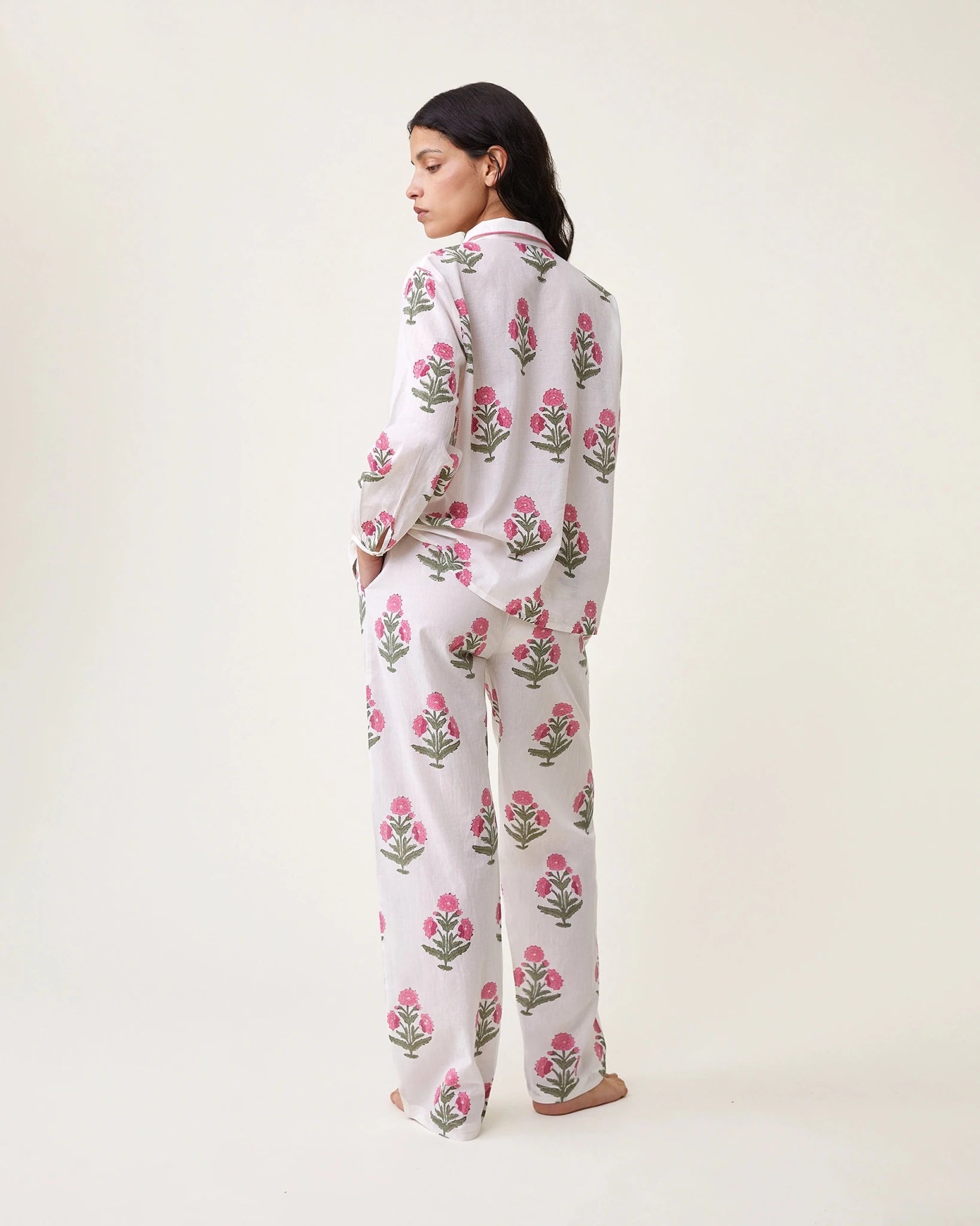 Pyjama Claudine imprimé Poppy rose - Scarlette Ateliers