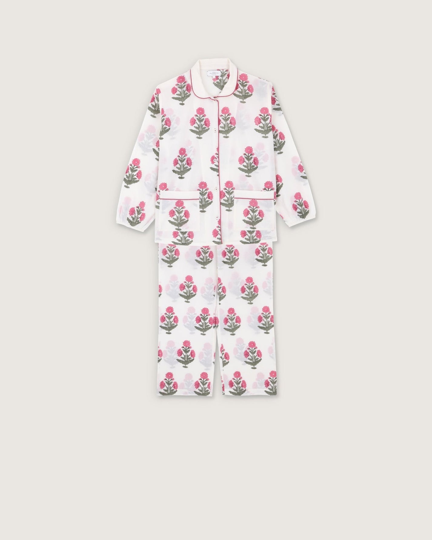 Pyjama Claudine imprimé Poppy rose - Scarlette Ateliers