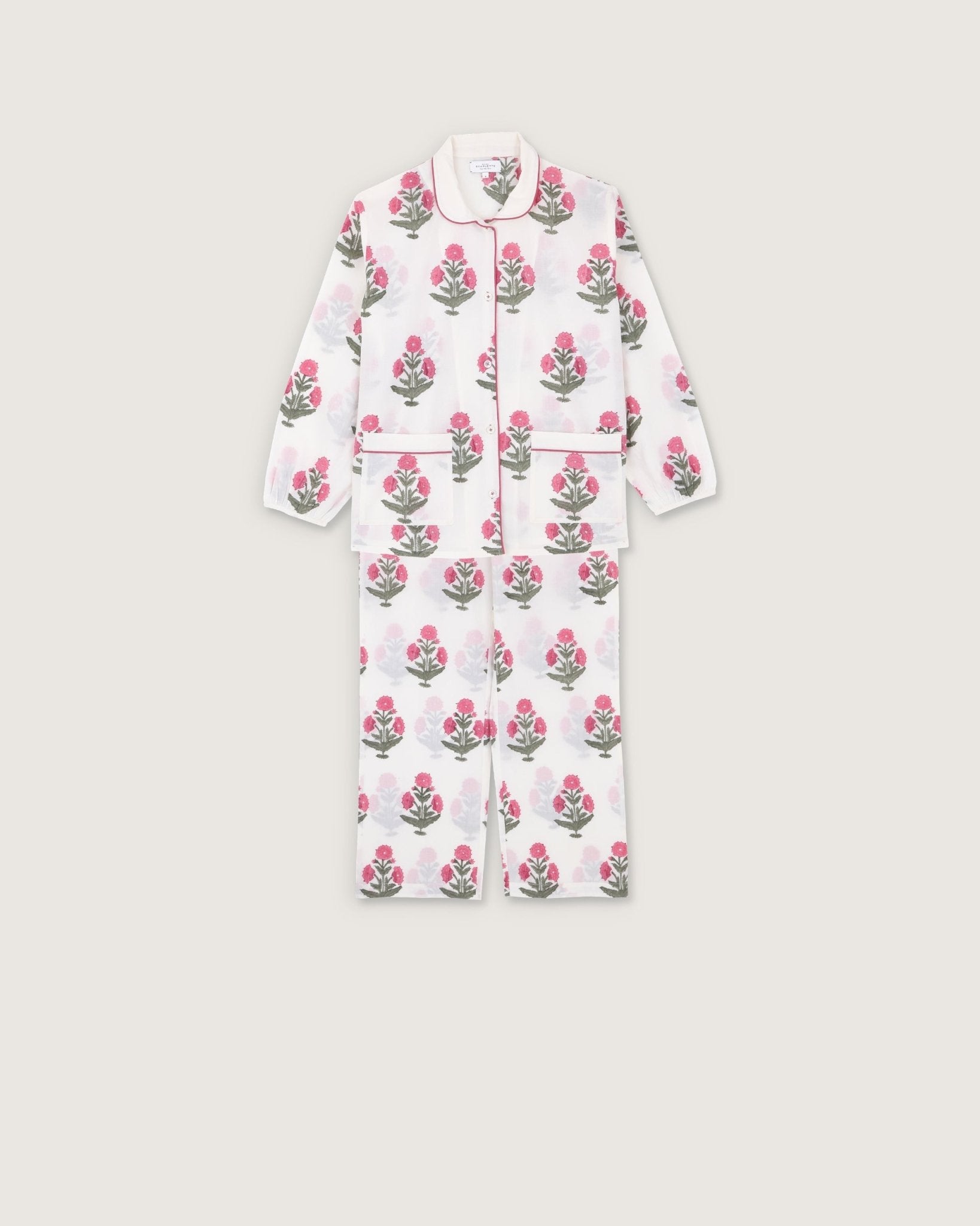 Pyjama Claudine imprimé Poppy rose - Scarlette Ateliers