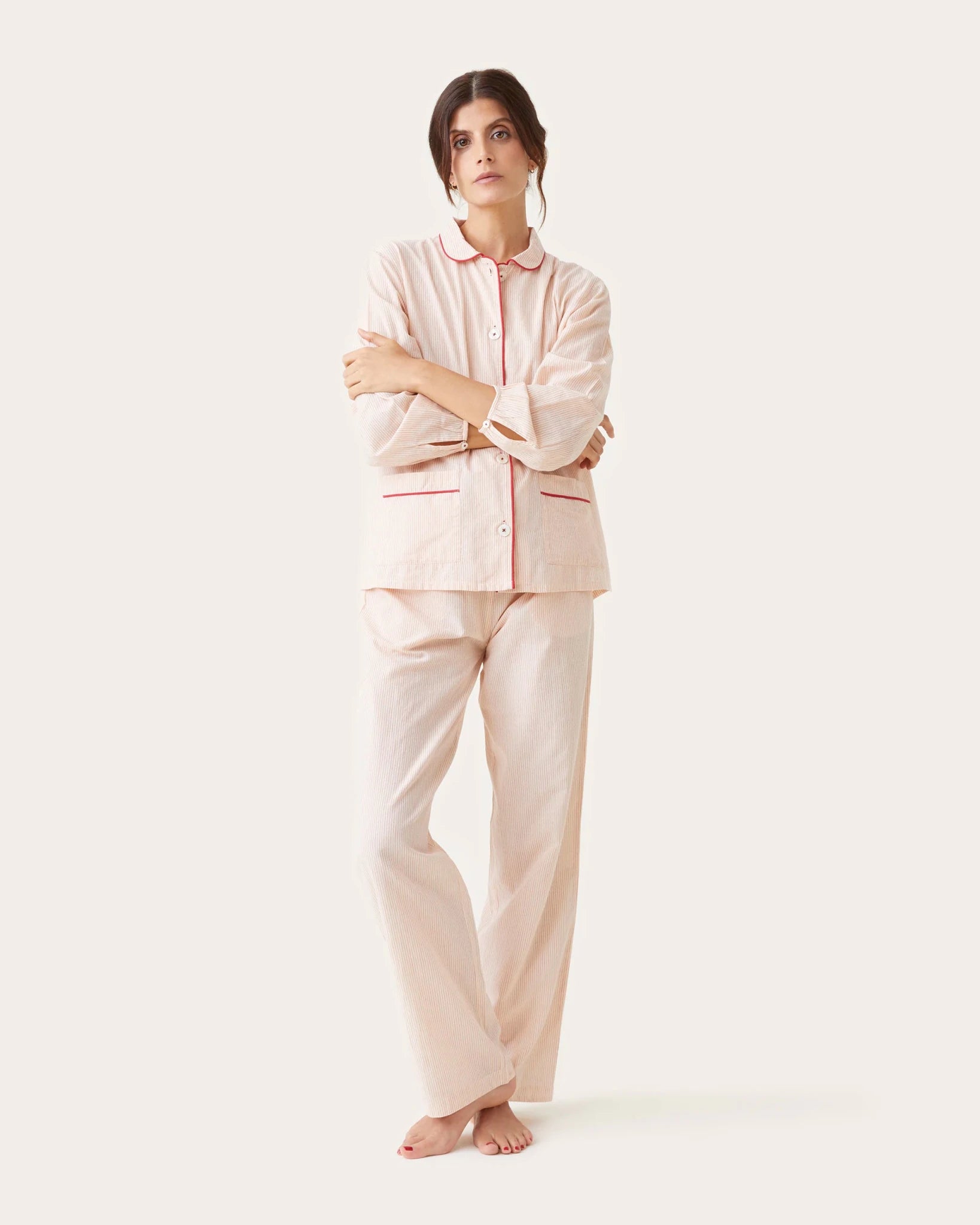 Pyjama Claudine rayures rouges - Scarlette Ateliers