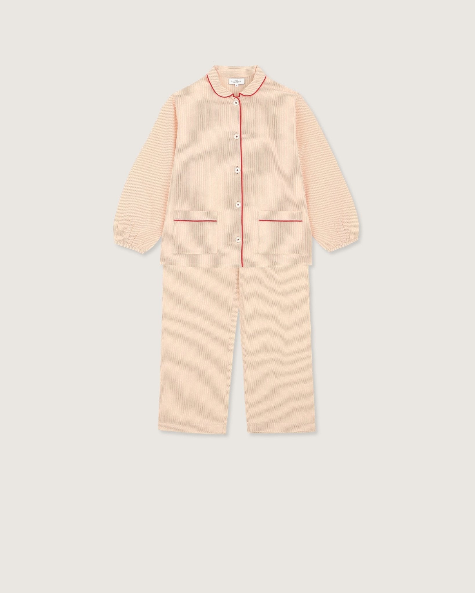 Pyjama Claudine rayures rouges - Scarlette Ateliers