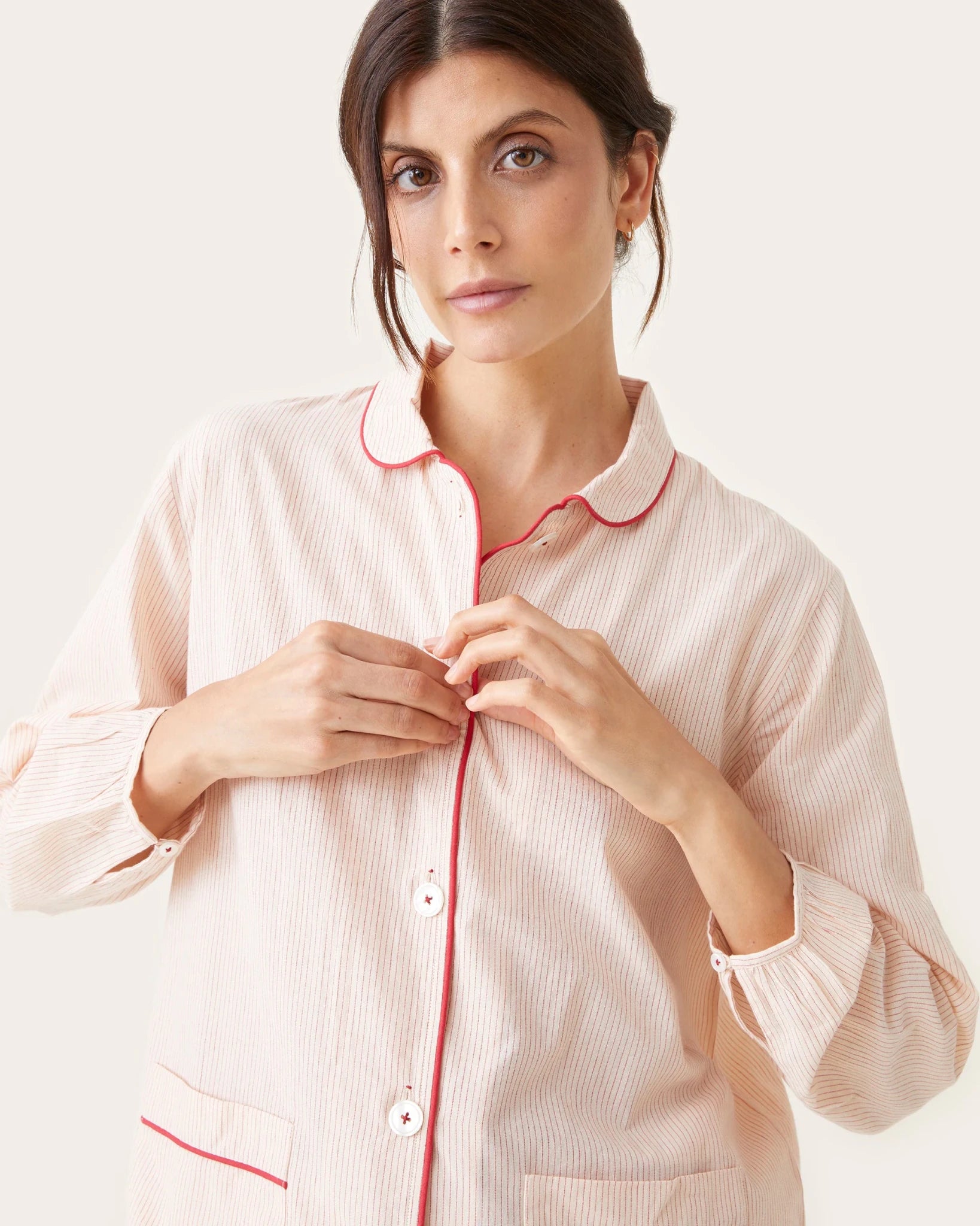 Pyjama Claudine rayures rouges - Scarlette Ateliers