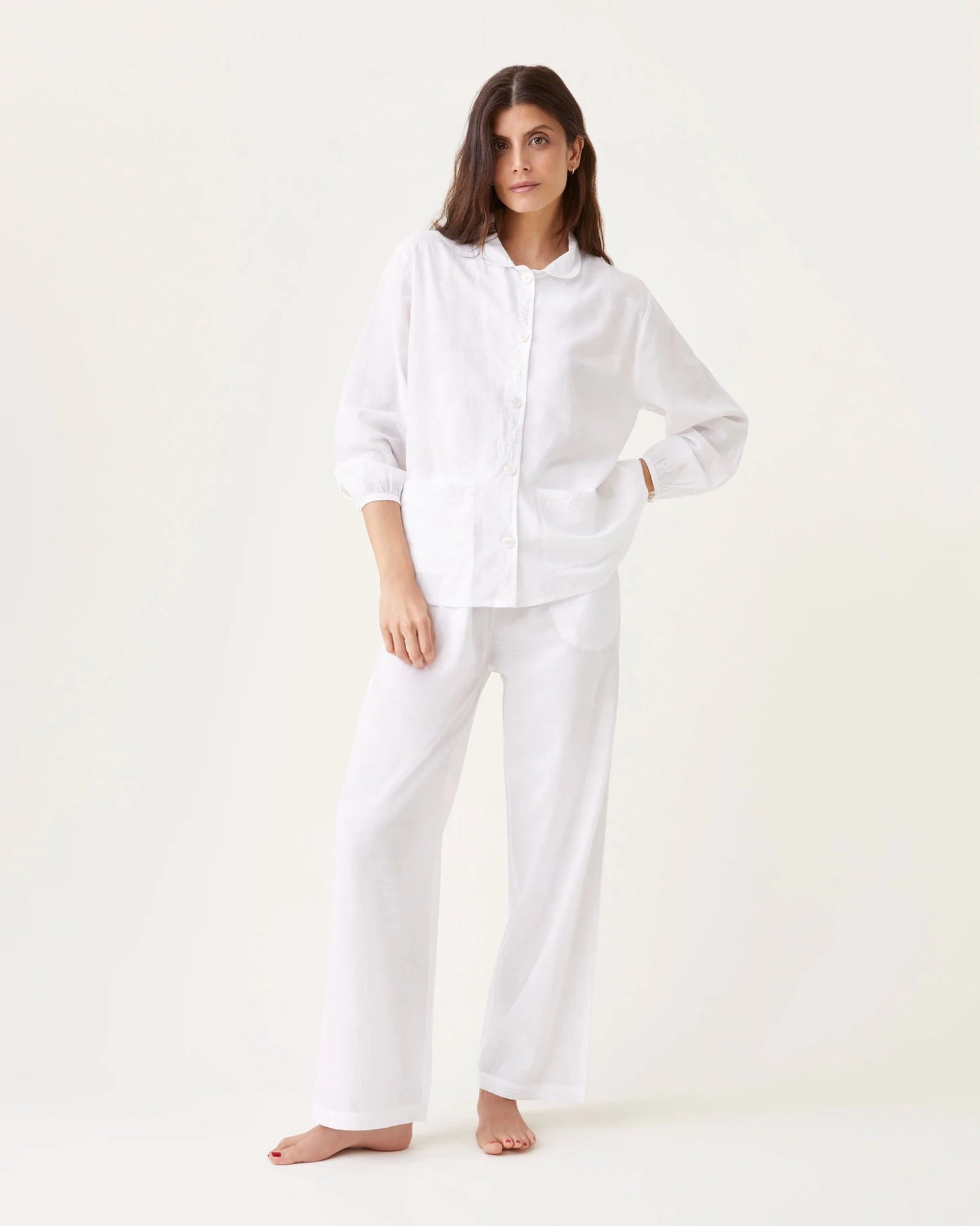 Pyjama Misha broderies blanches - Scarlette Ateliers