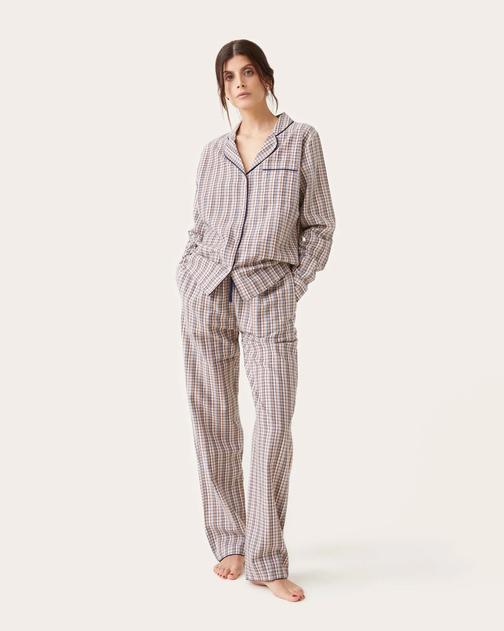 Pyjama Thelma carreaux moka - Scarlette Ateliers