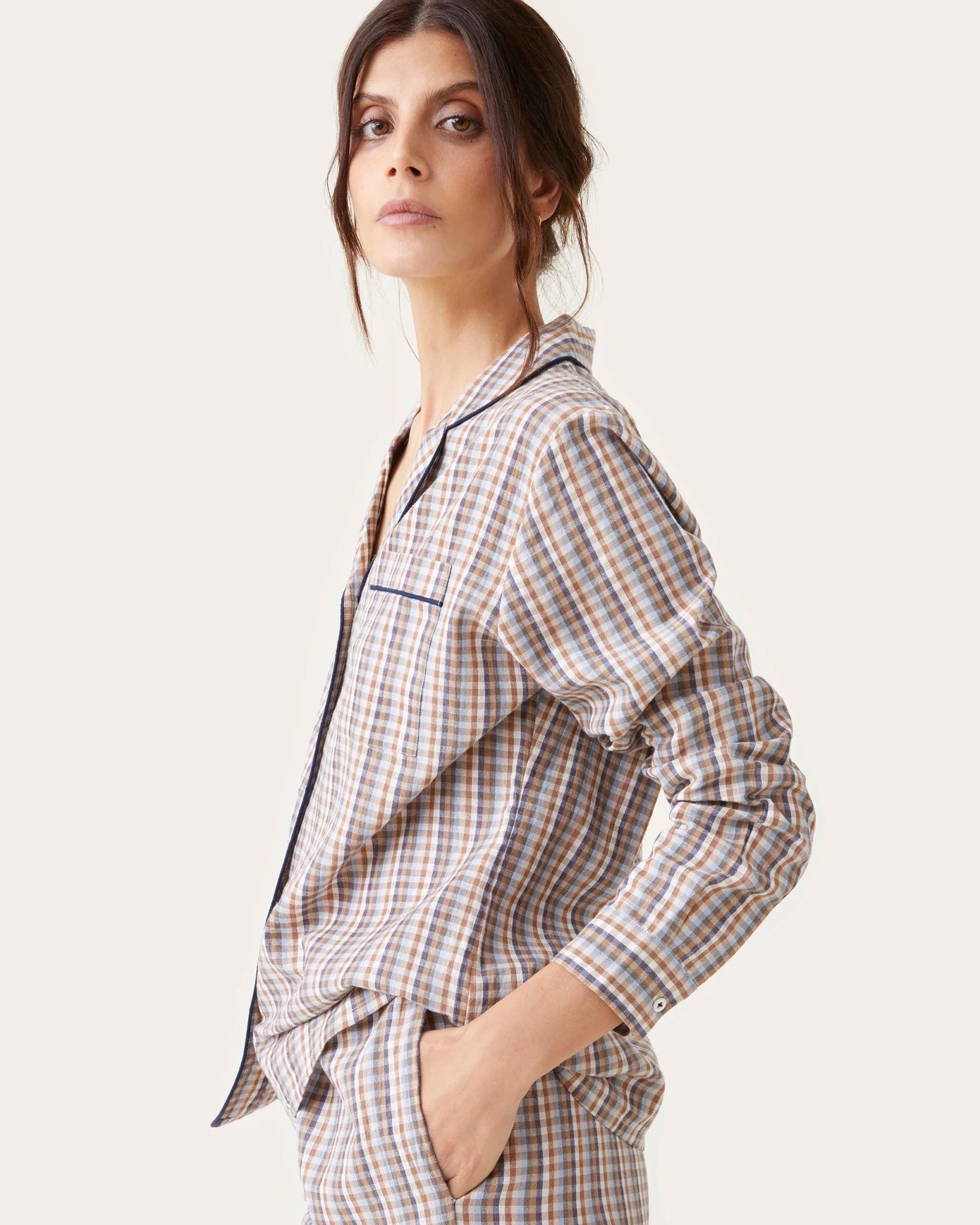 Pyjama Thelma carreaux moka - Scarlette Ateliers