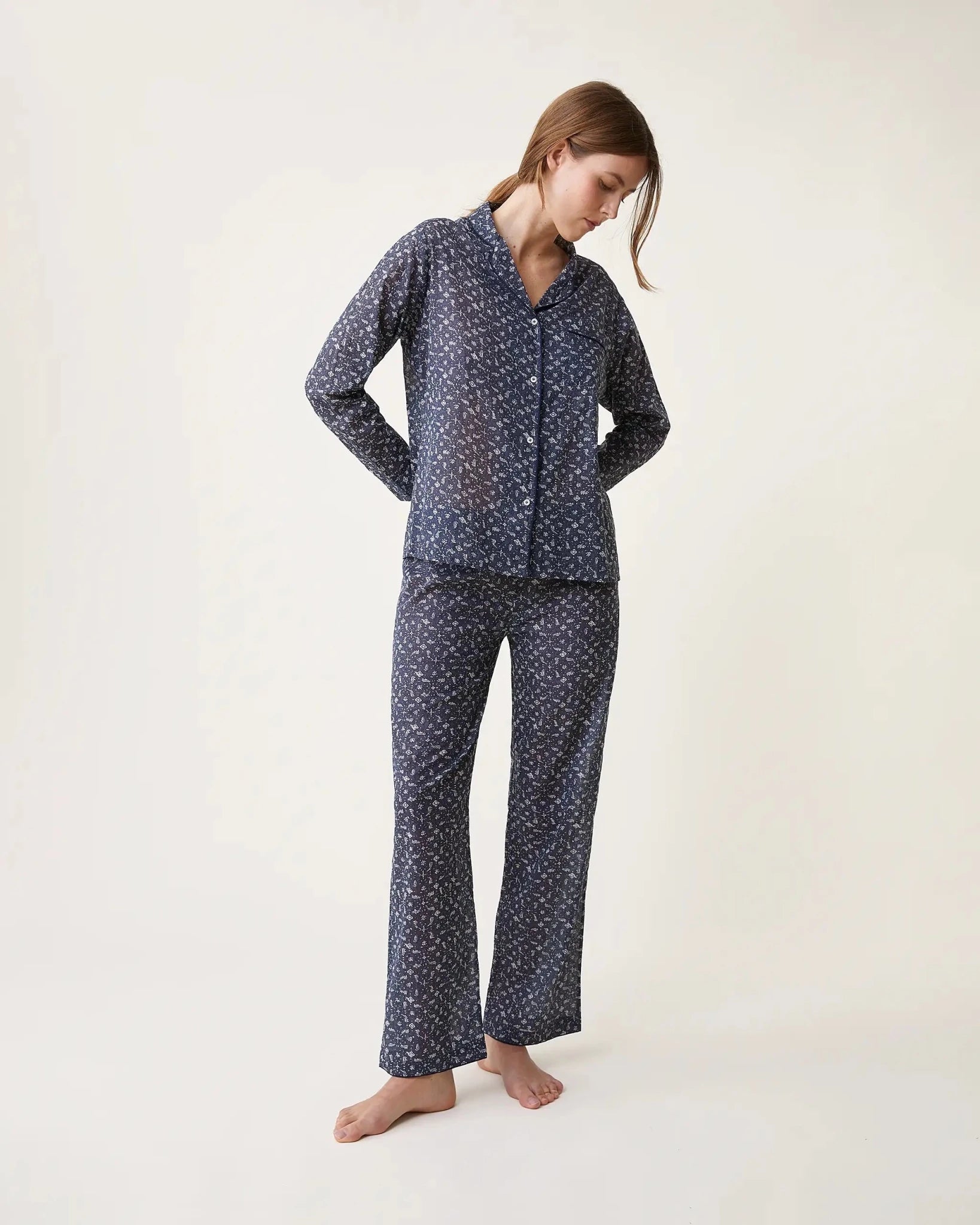 Pyjama Thelma imprimé Marge bleu - Scarlette Ateliers