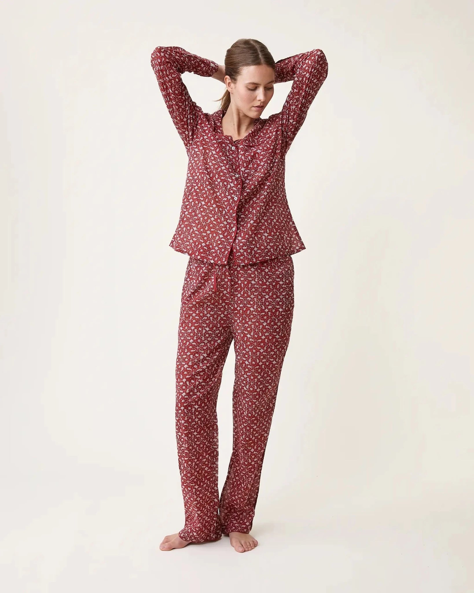 Pyjama Thelma imprimé Marge rouge - Scarlette Ateliers