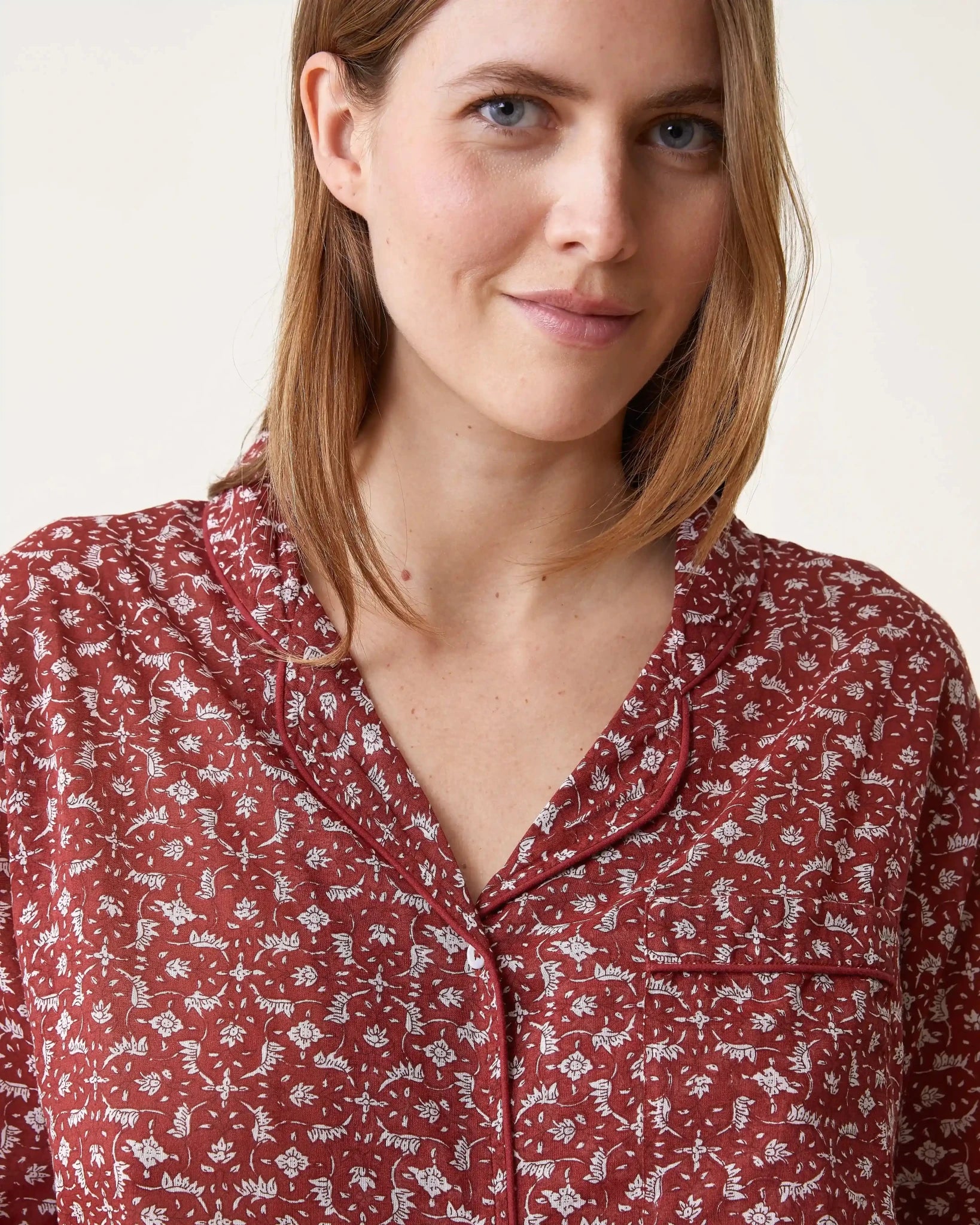 Pyjama Thelma imprimé Marge rouge - Scarlette Ateliers