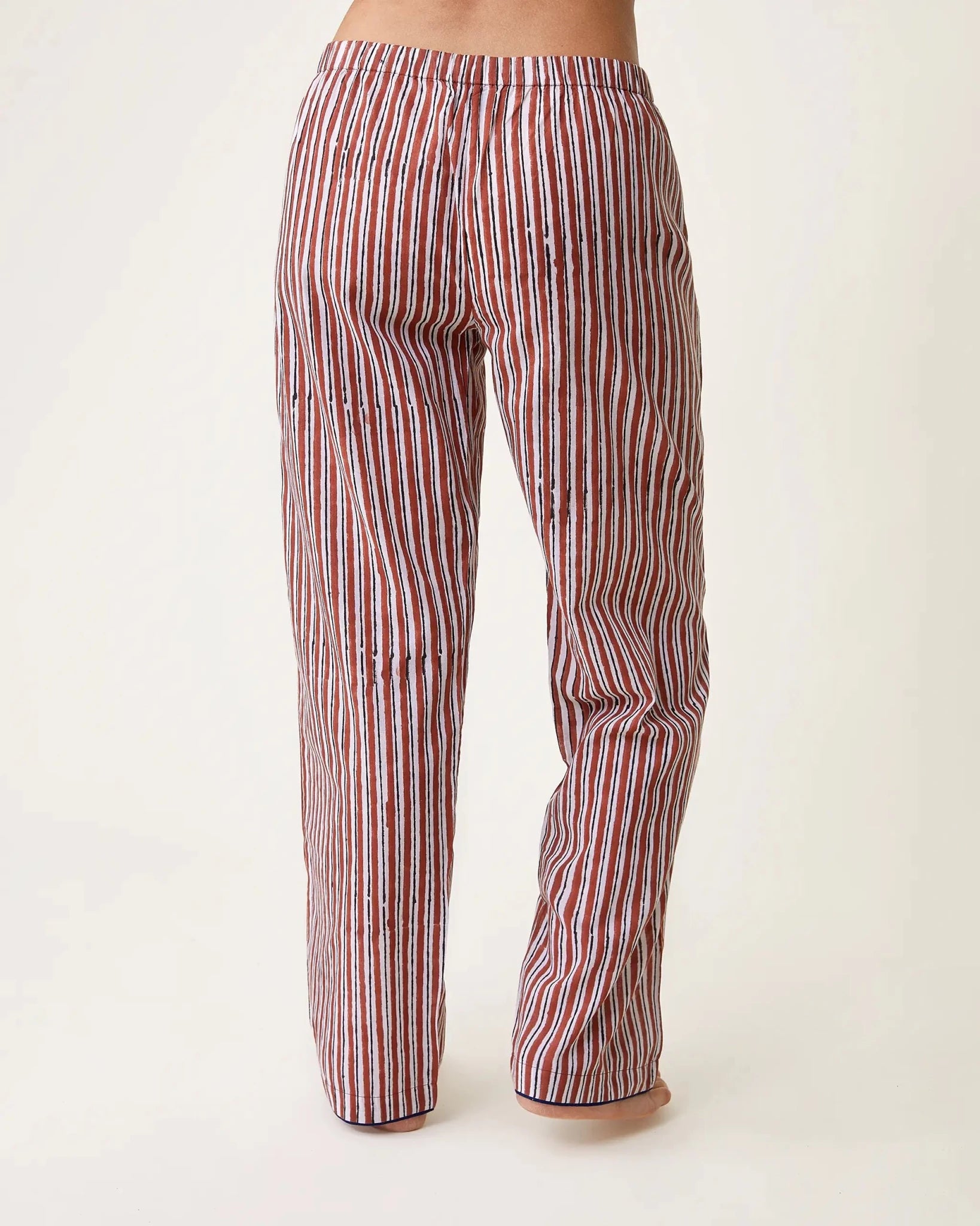 Pyjama Thelma imprimé rayures brique - Scarlette Ateliers
