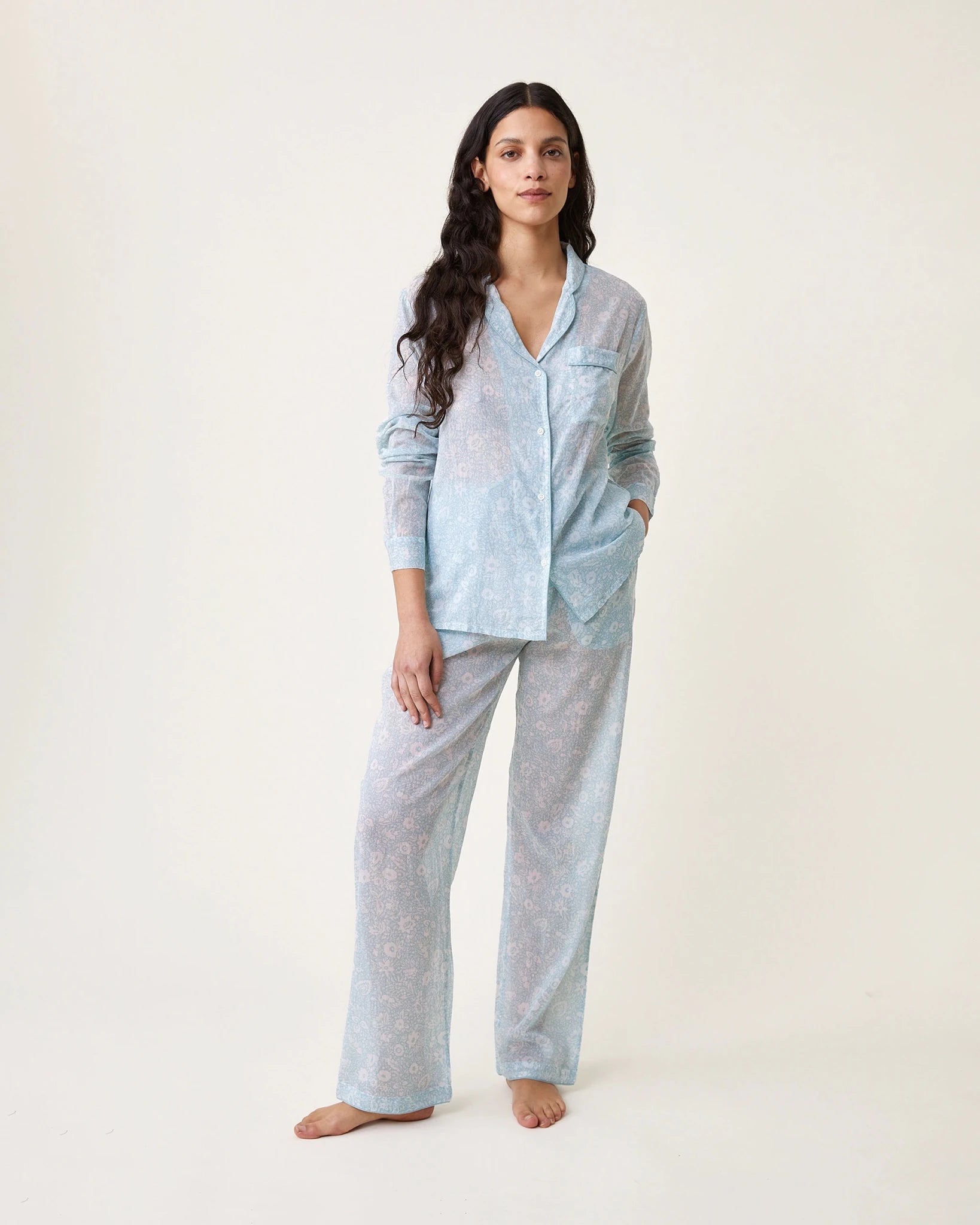 Pyjama Thelma imprimé Victor bleu - Scarlette Ateliers