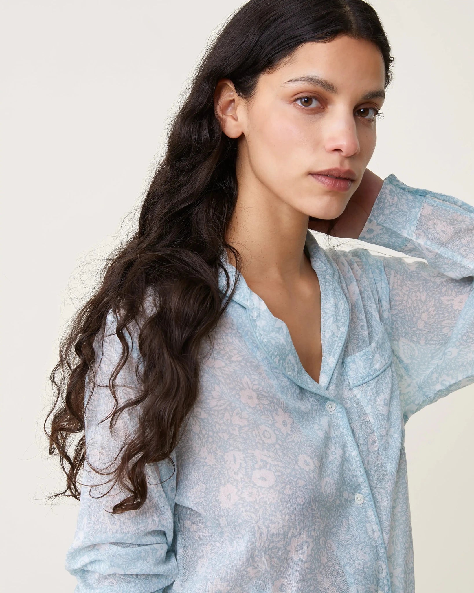 Pyjama Thelma imprimé Victor bleu - Scarlette Ateliers