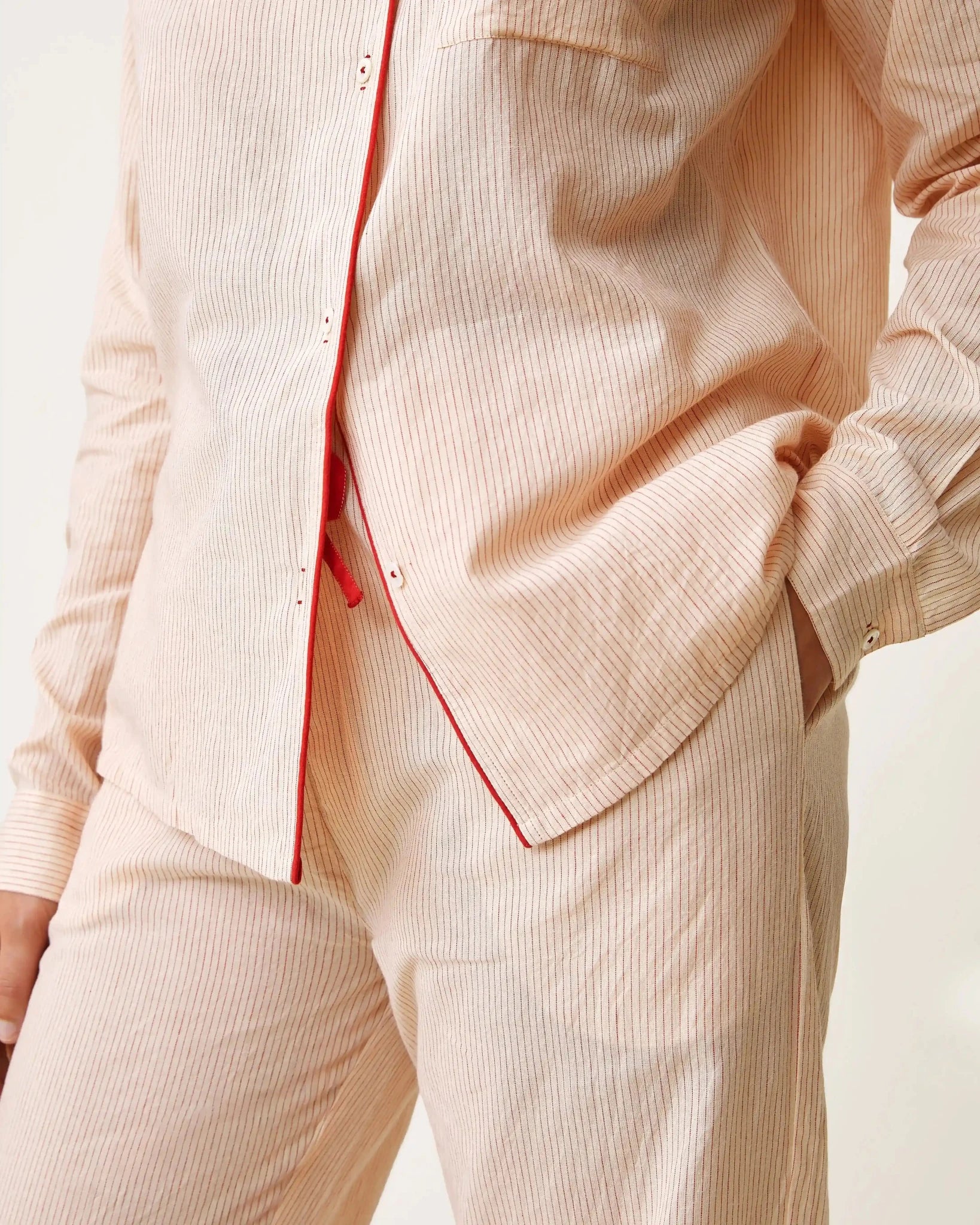 Pyjama Thelma rayures rouges - Scarlette Ateliers