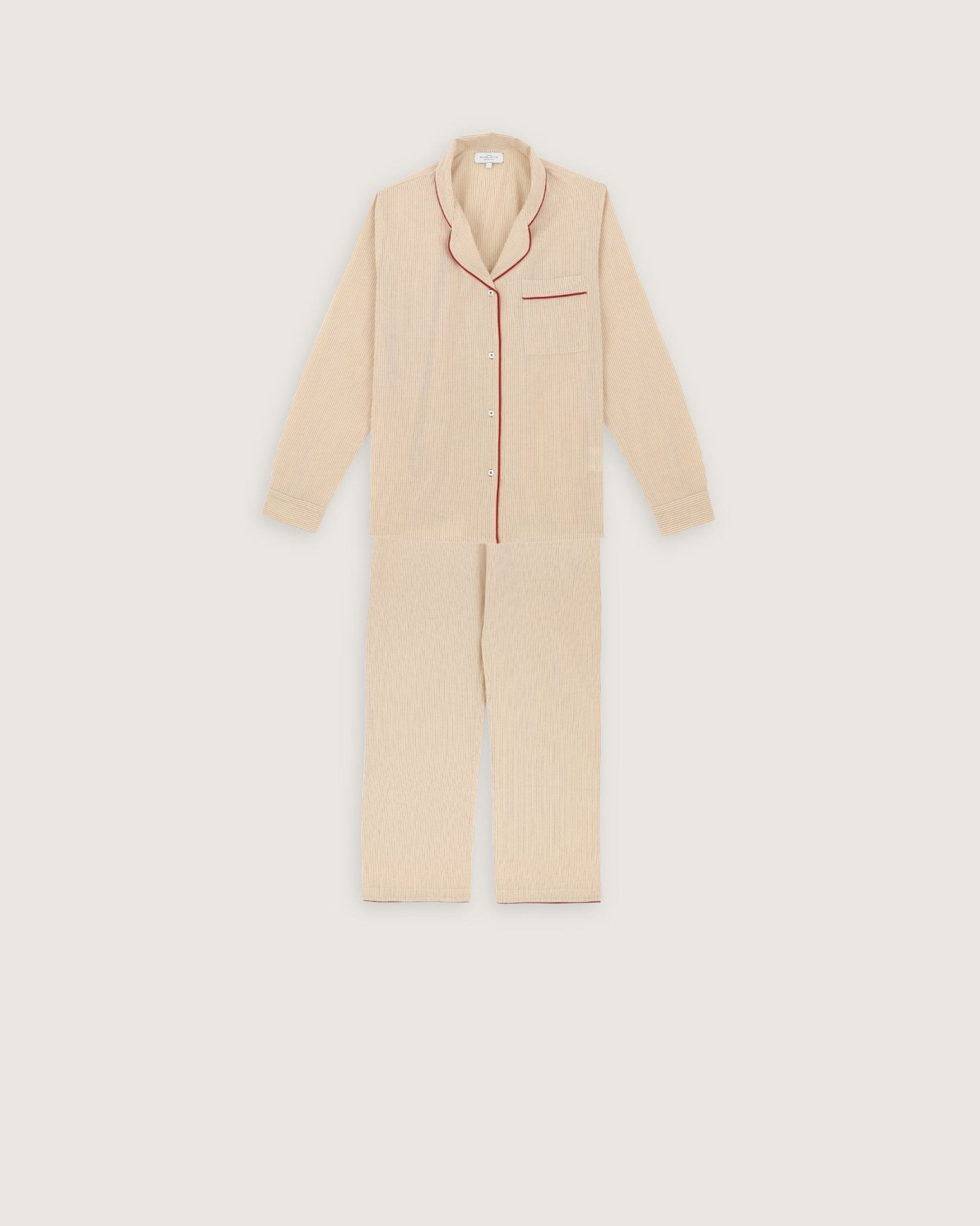 Pyjama Thelma rayures rouges - Scarlette Ateliers