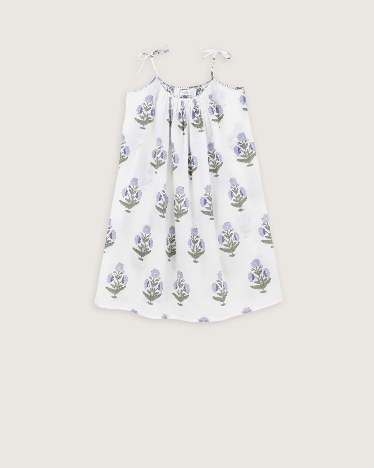 Robe de nuit Alex imprimé Poppy ciel - Scarlette Ateliers