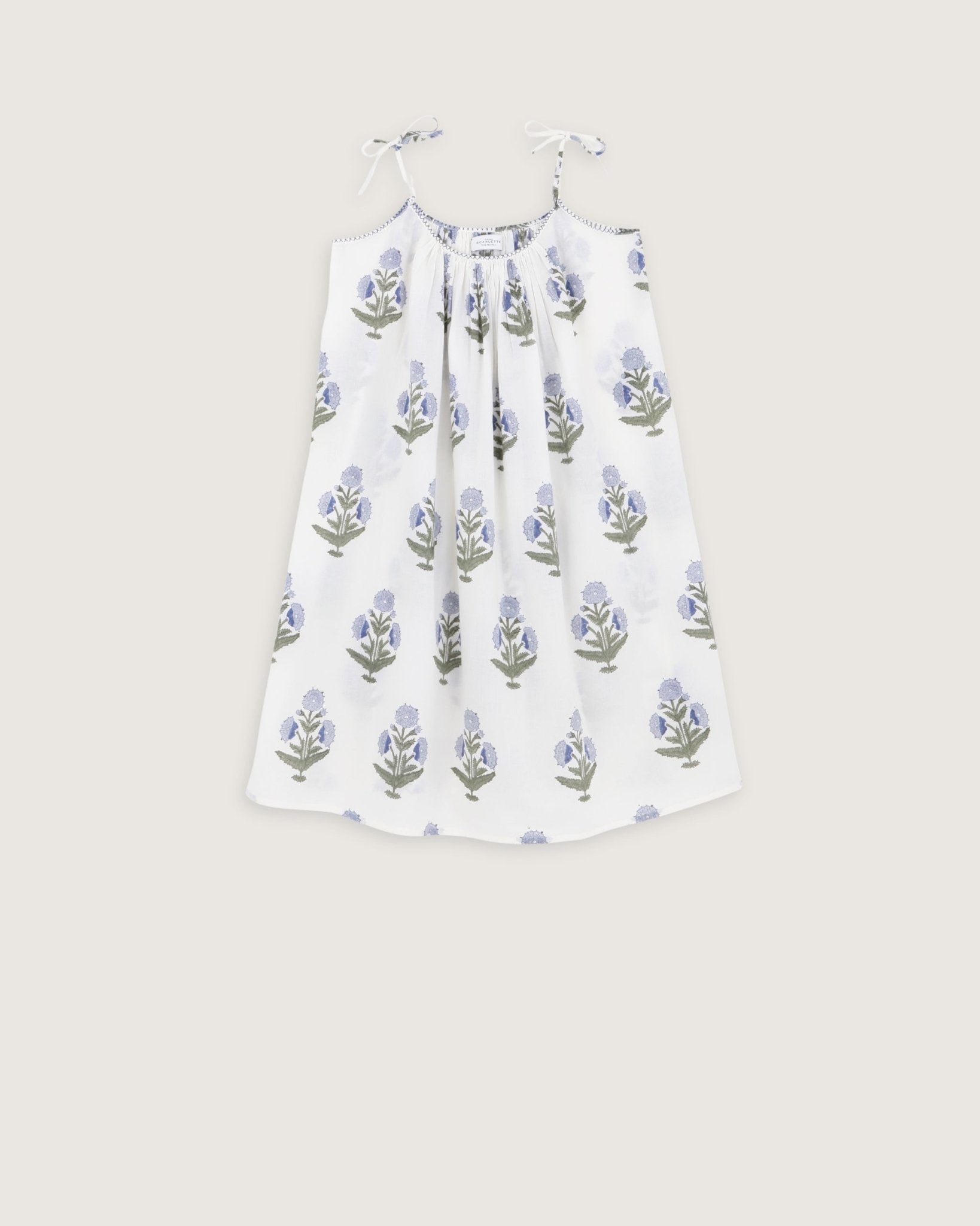 Robe de nuit Alex imprimé Poppy ciel - Scarlette Ateliers
