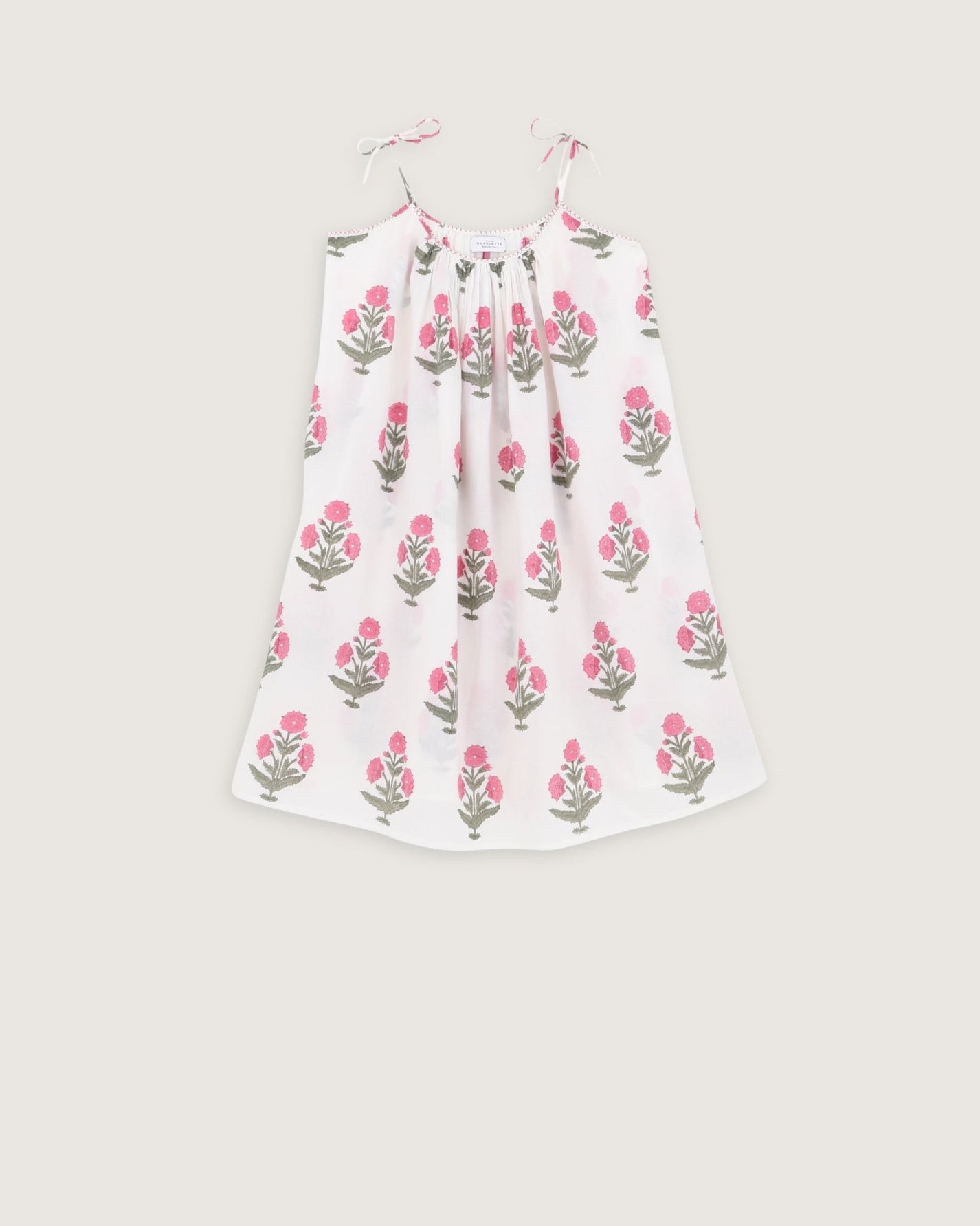 Robe de nuit Alex imprimé Poppy rose - Scarlette Ateliers