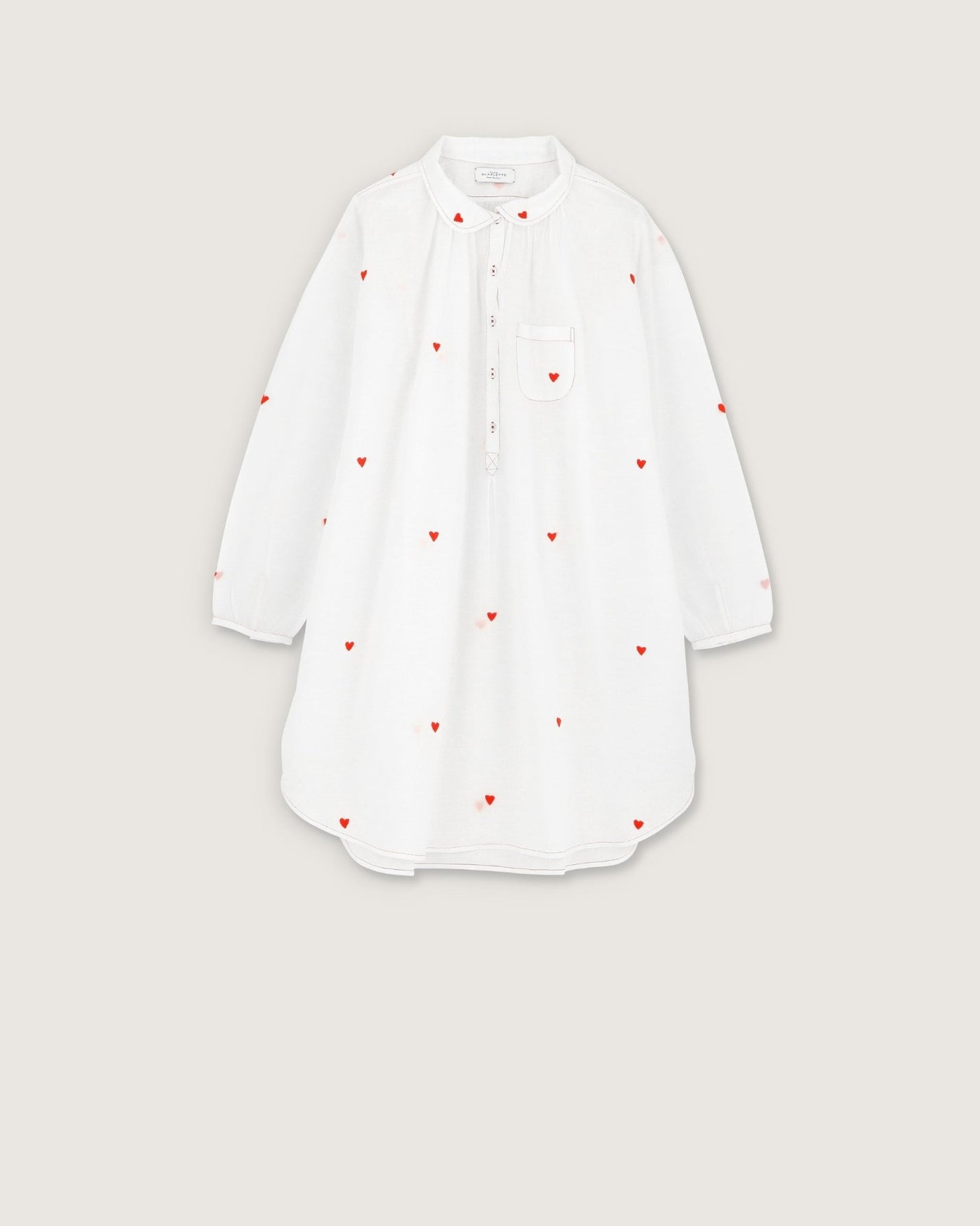 Robe de nuit Calie broderies cœurs rouges - Scarlette Ateliers