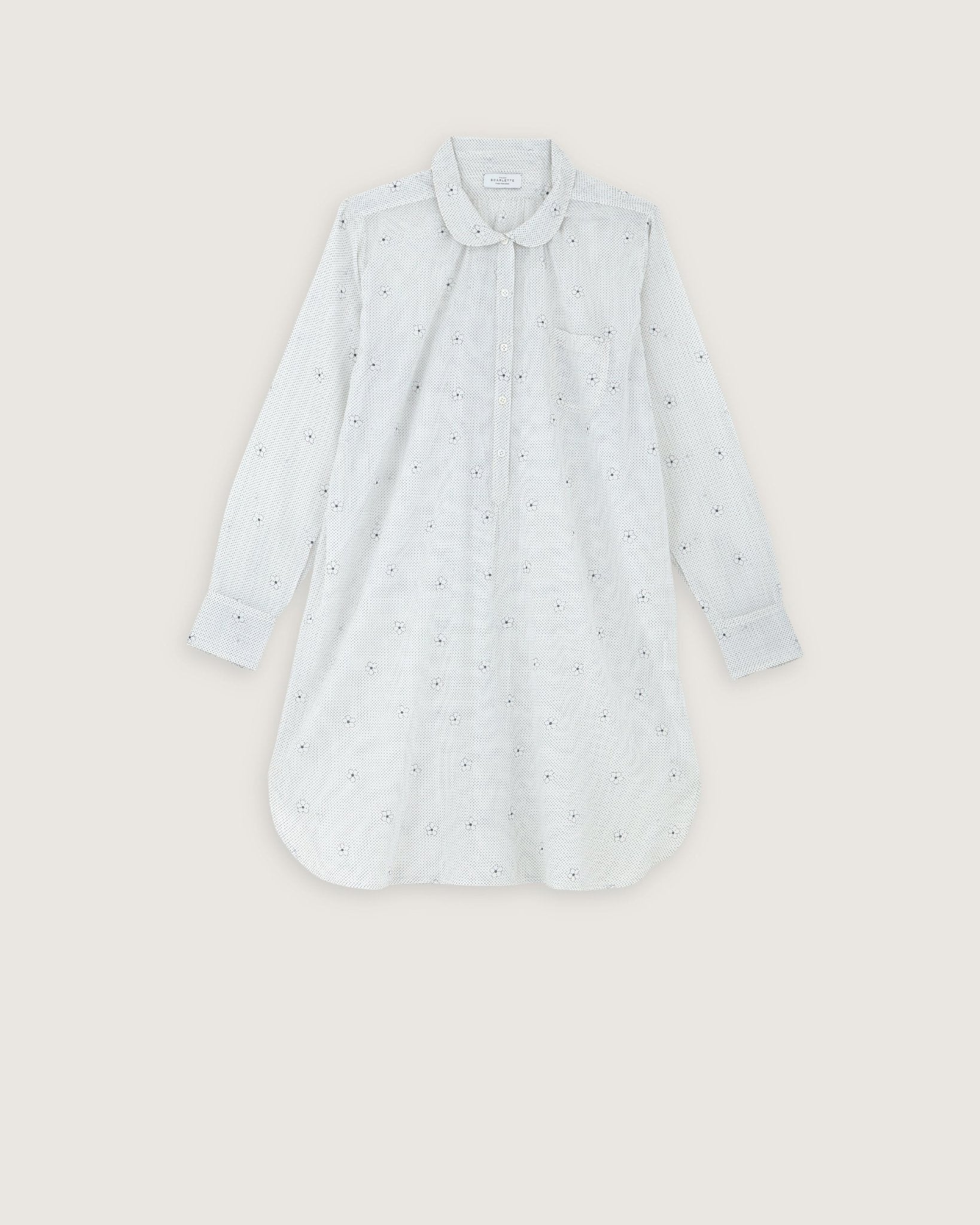 Robe de nuit Calie imprimé Alia bleu - Scarlette Ateliers