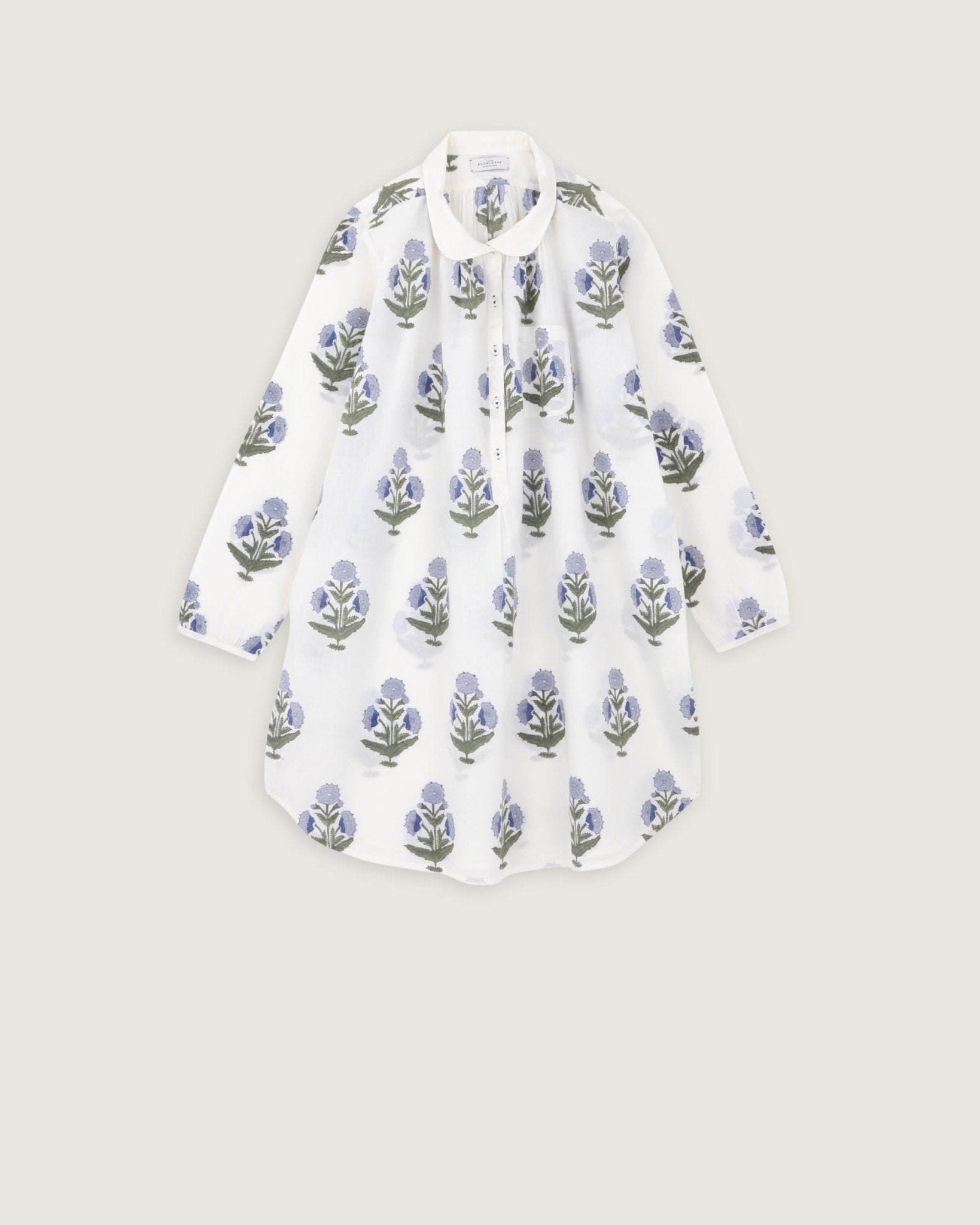 Robe de nuit Calie imprimé Poppy ciel - Scarlette Ateliers