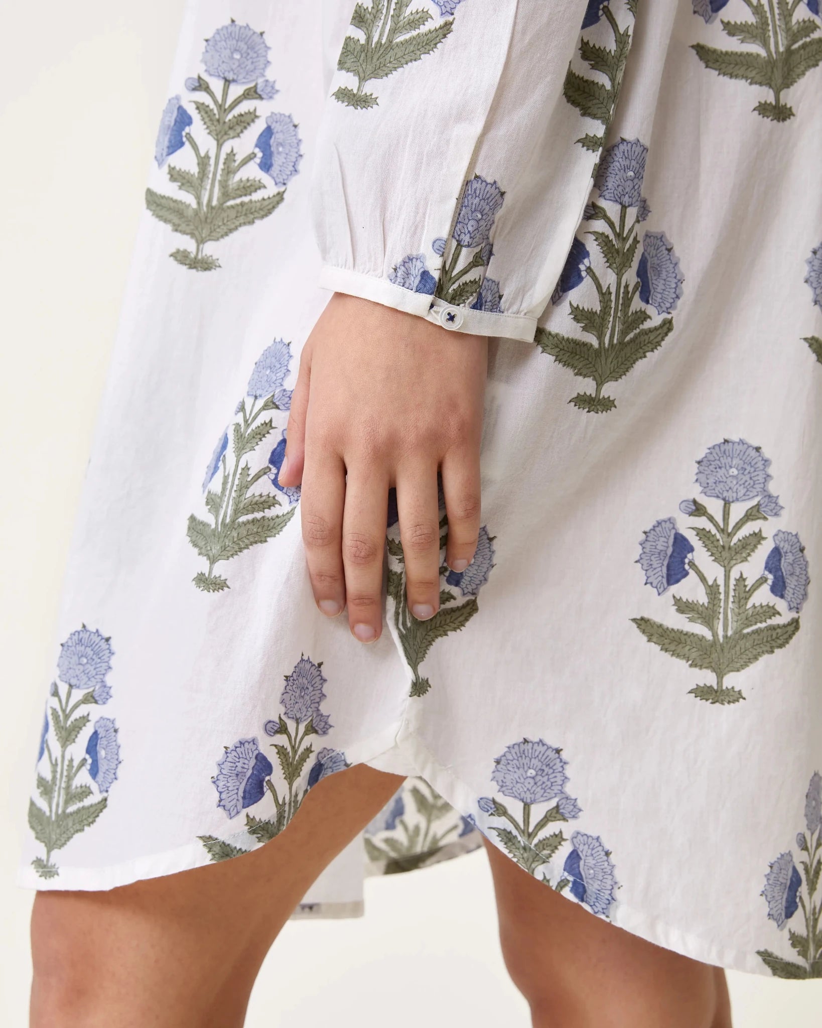 Robe de nuit Calie imprimé Poppy ciel - Scarlette Ateliers