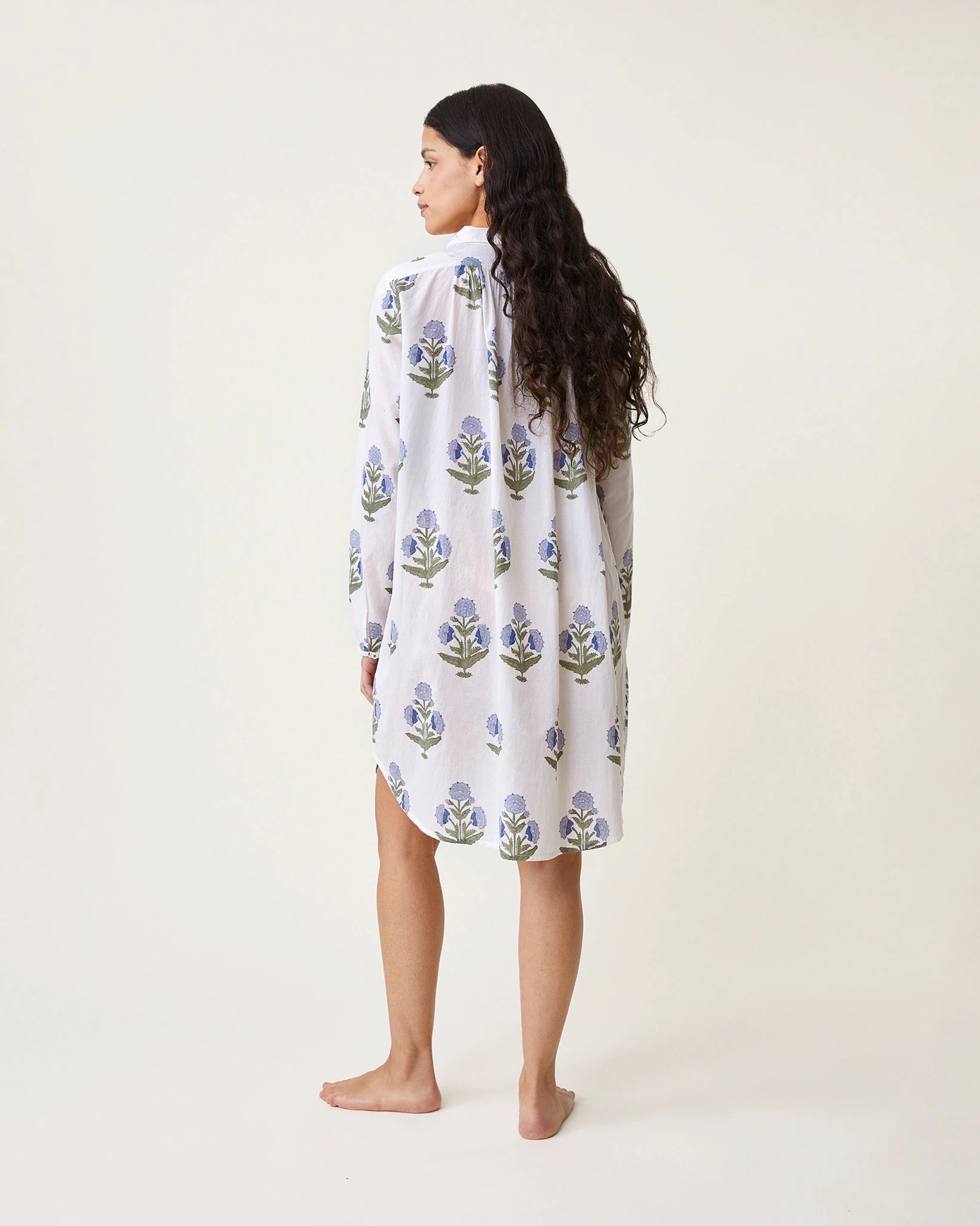 Robe de nuit Calie imprimé Poppy ciel - Scarlette Ateliers